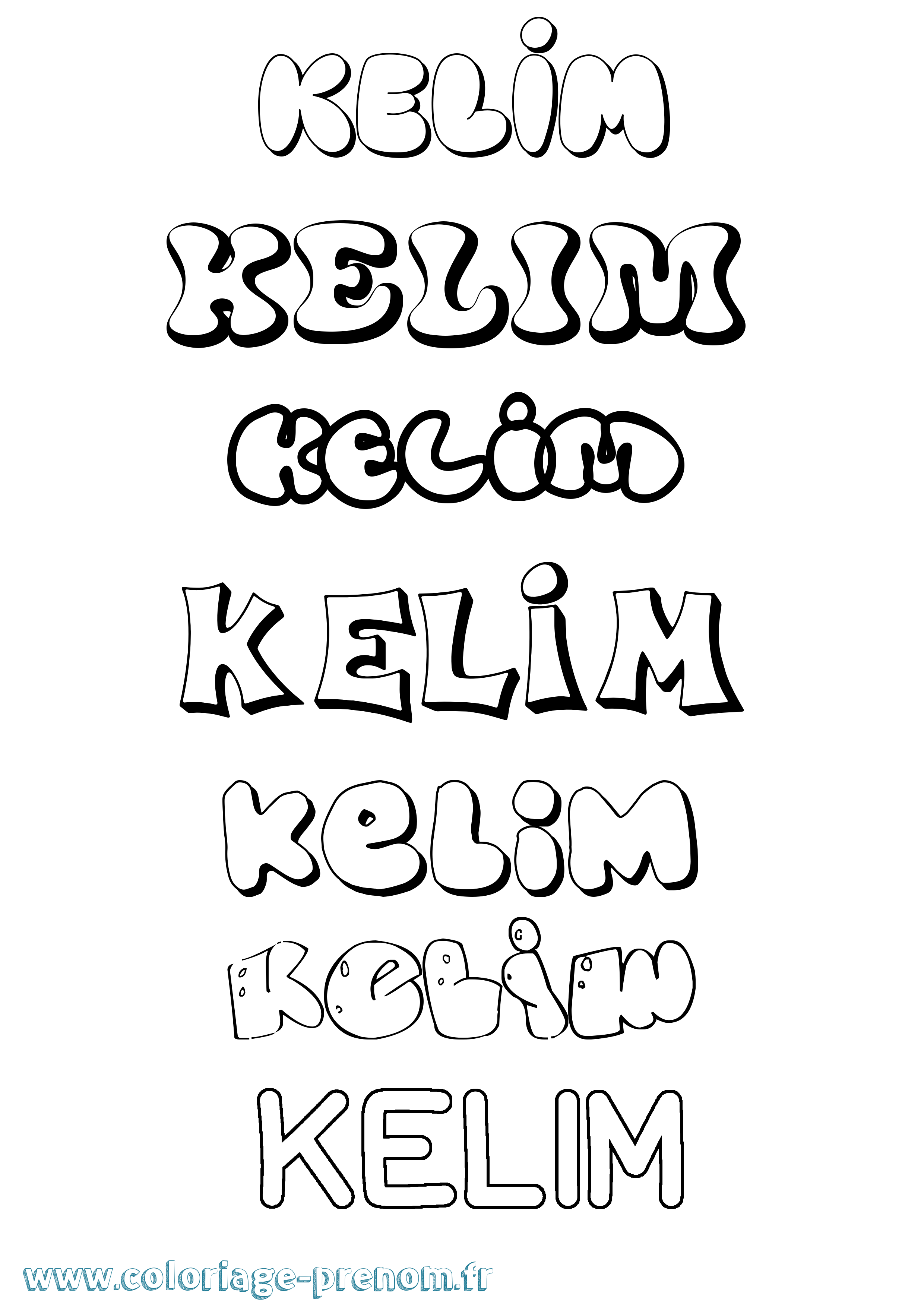 Coloriage Kelim Bubble Coloriage prénom Kelim Bubble