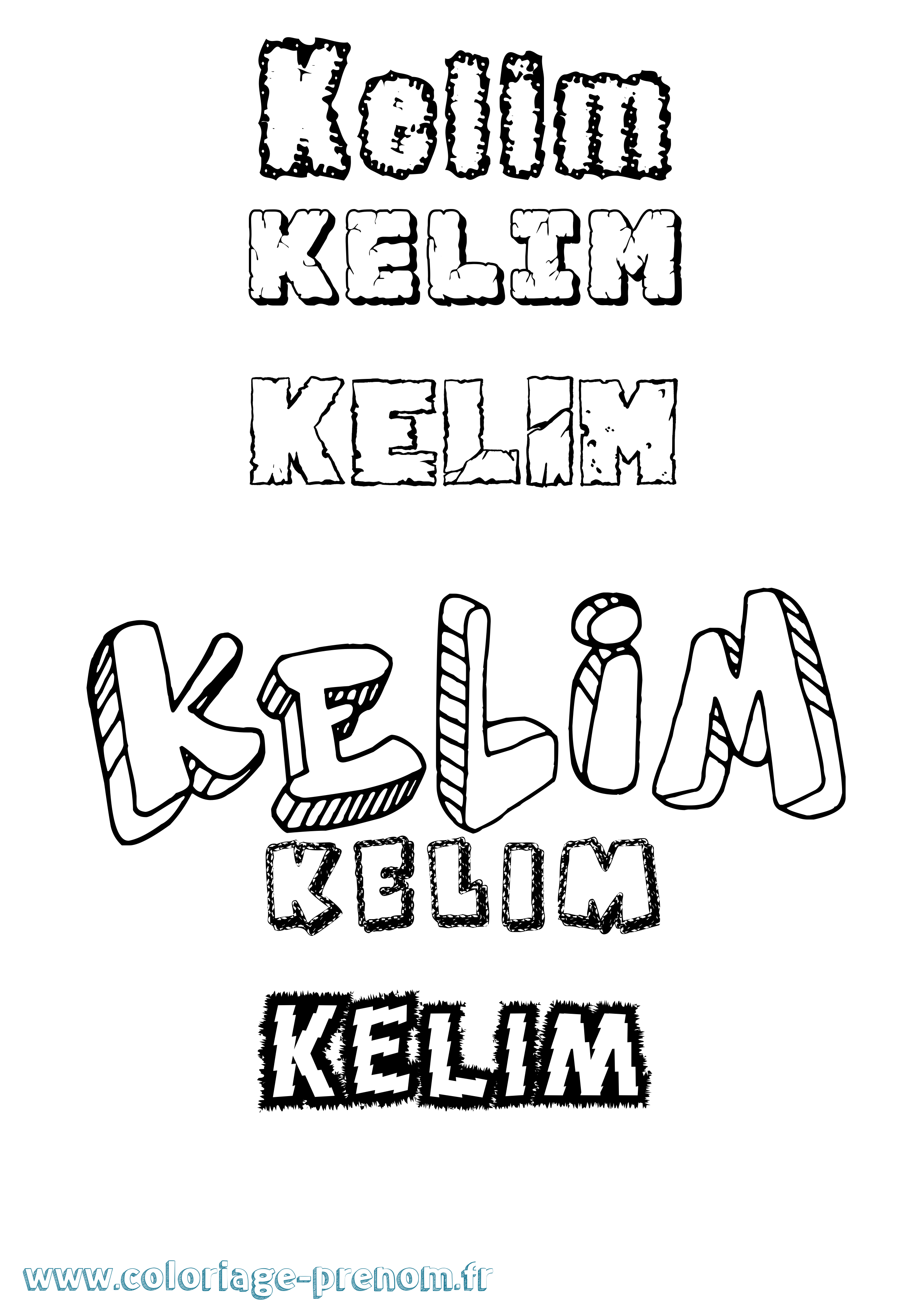 Coloriage Kelim Destructuré Coloriage prénom Kelim Destructuré
