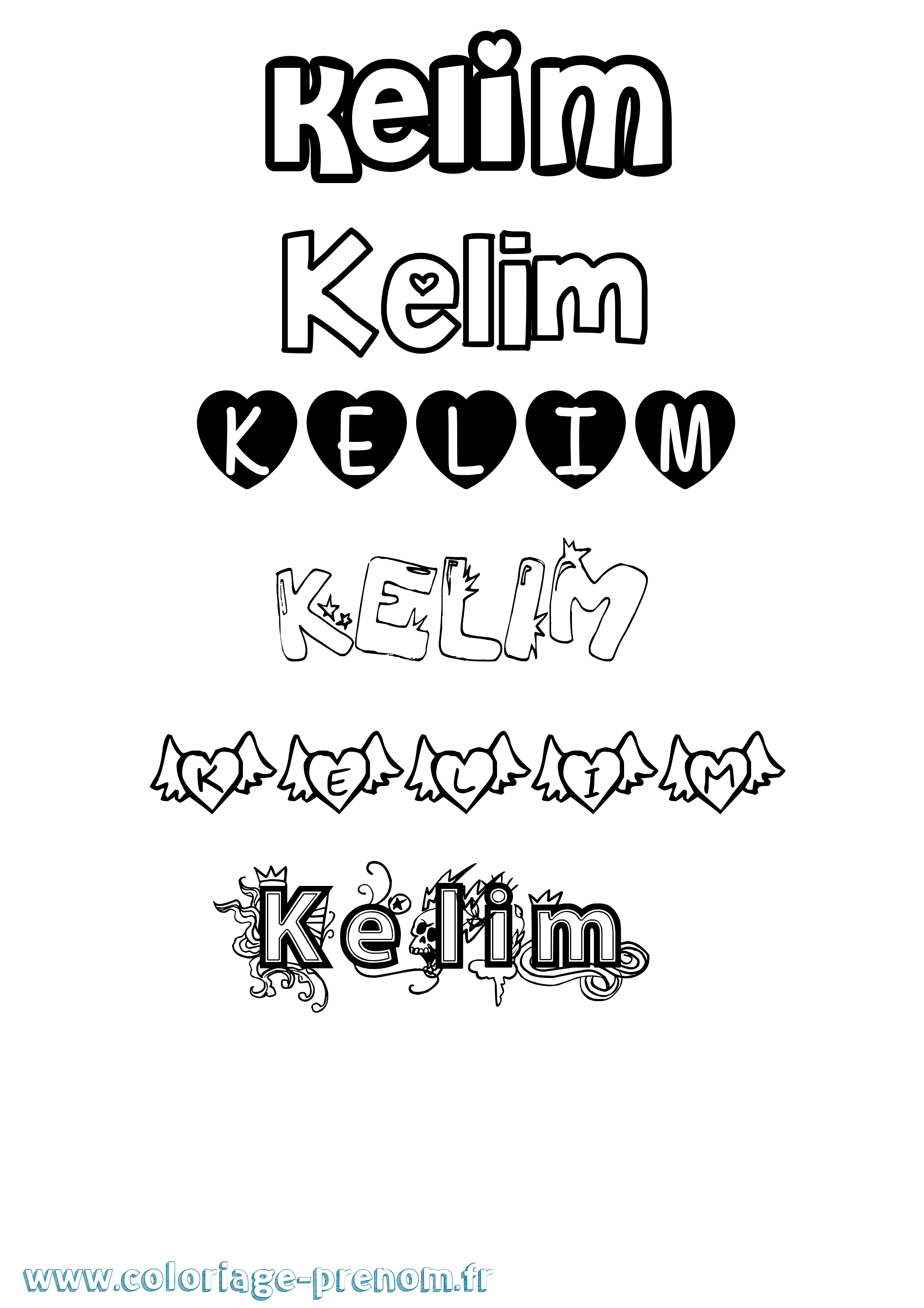 Coloriage Kelim Girly Coloriage prénom Kelim Girly