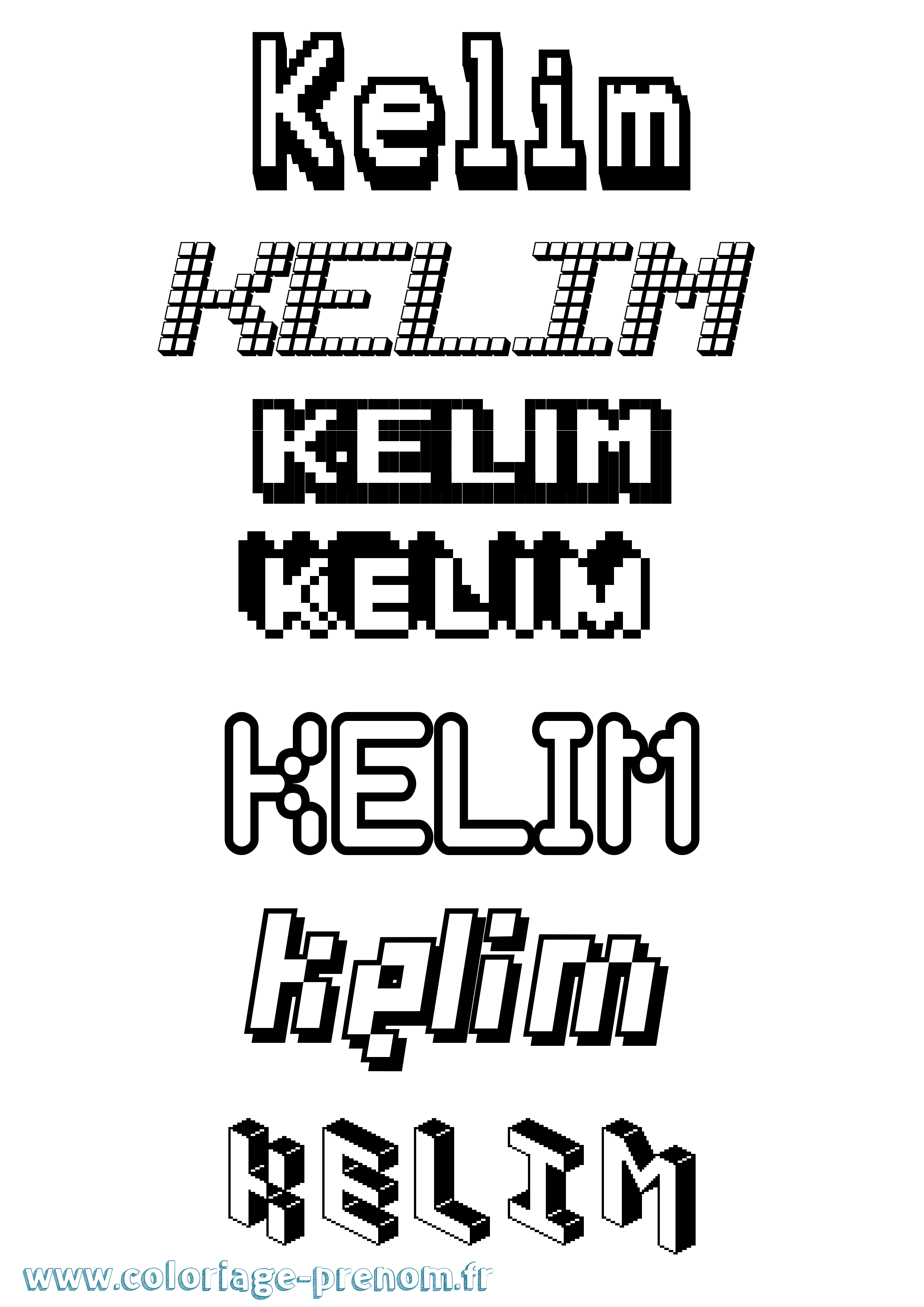 Coloriage Kelim Pixel Coloriage prénom Kelim Pixel