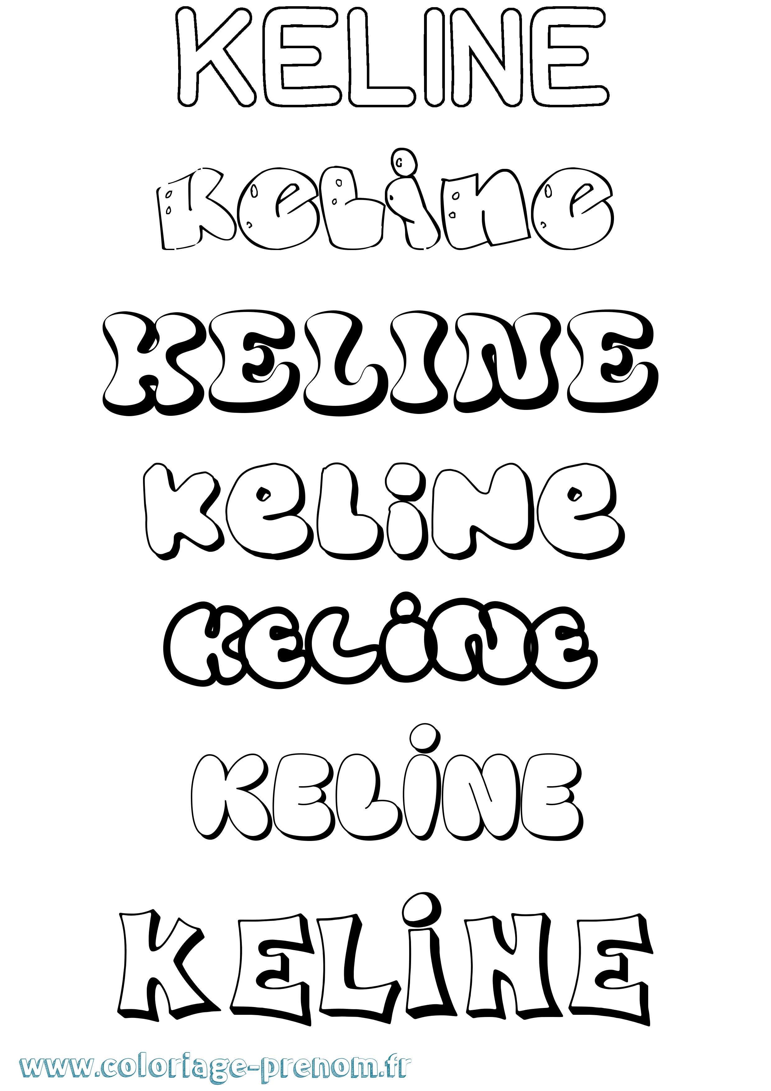 Coloriage Keline Bubble Coloriage prénom Keline Bubble