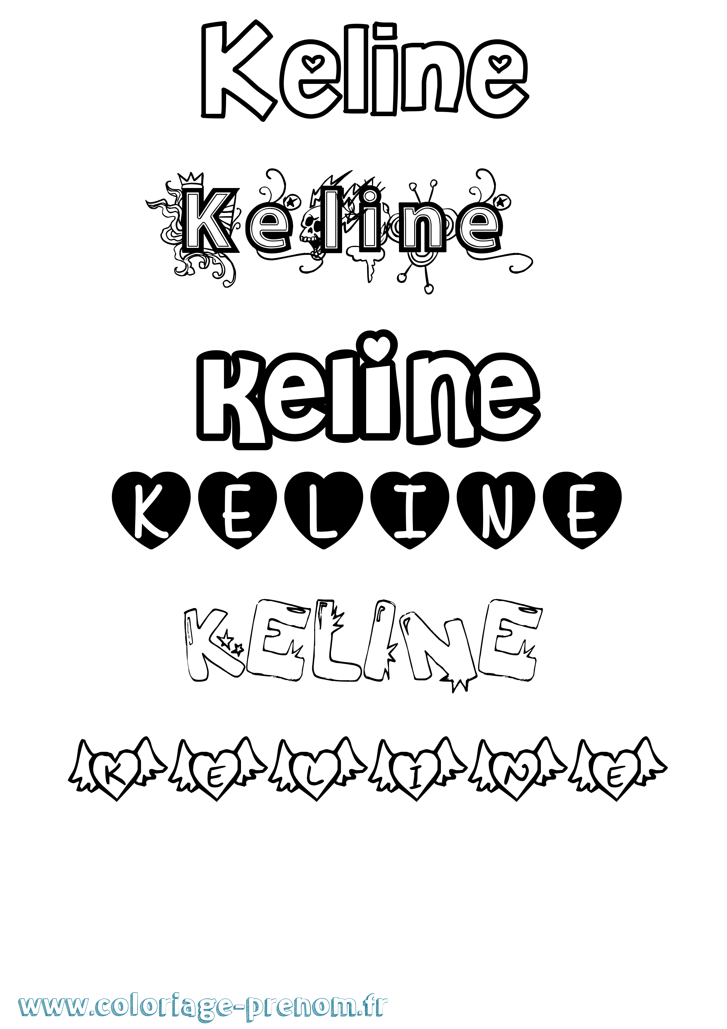 Coloriage Keline Girly Coloriage prénom Keline Girly