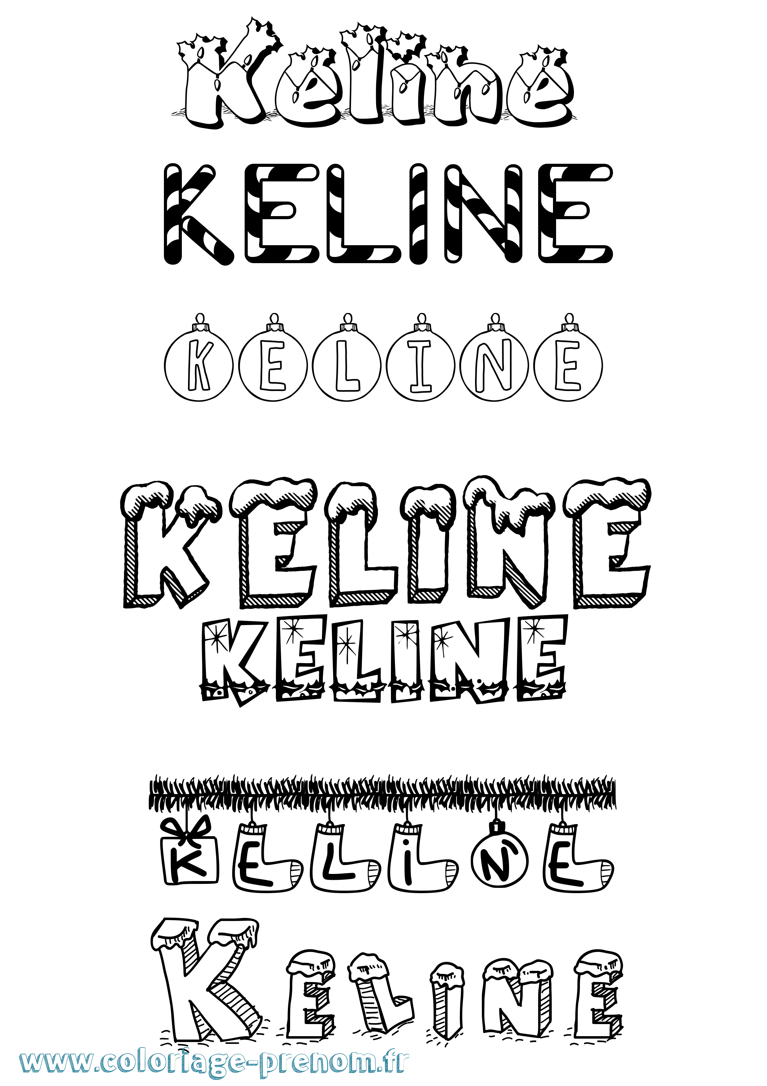 Coloriage Keline Noël Coloriage prénom Keline Noël