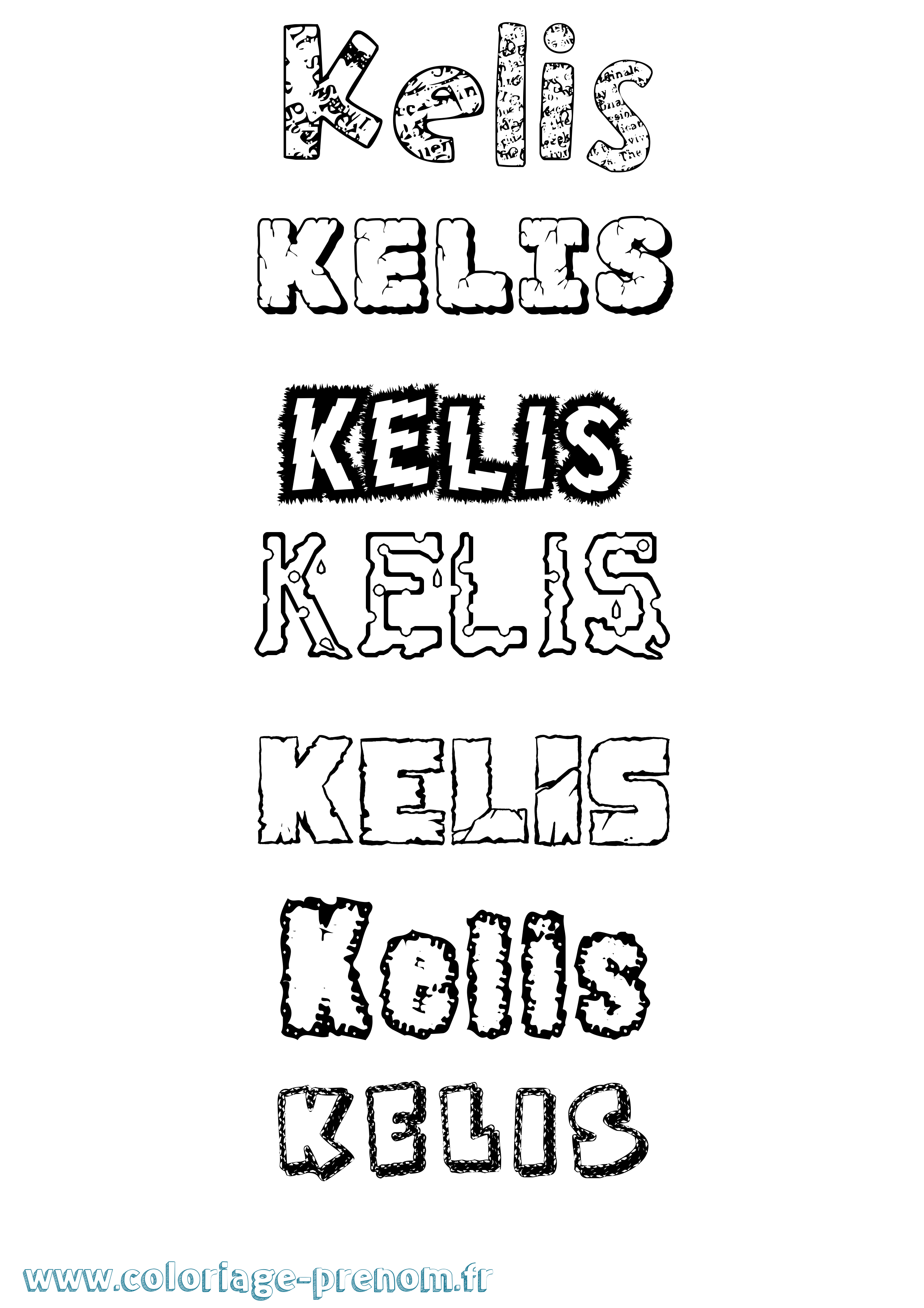Coloriage Kelis Destructuré Coloriage prénom Kelis Destructuré