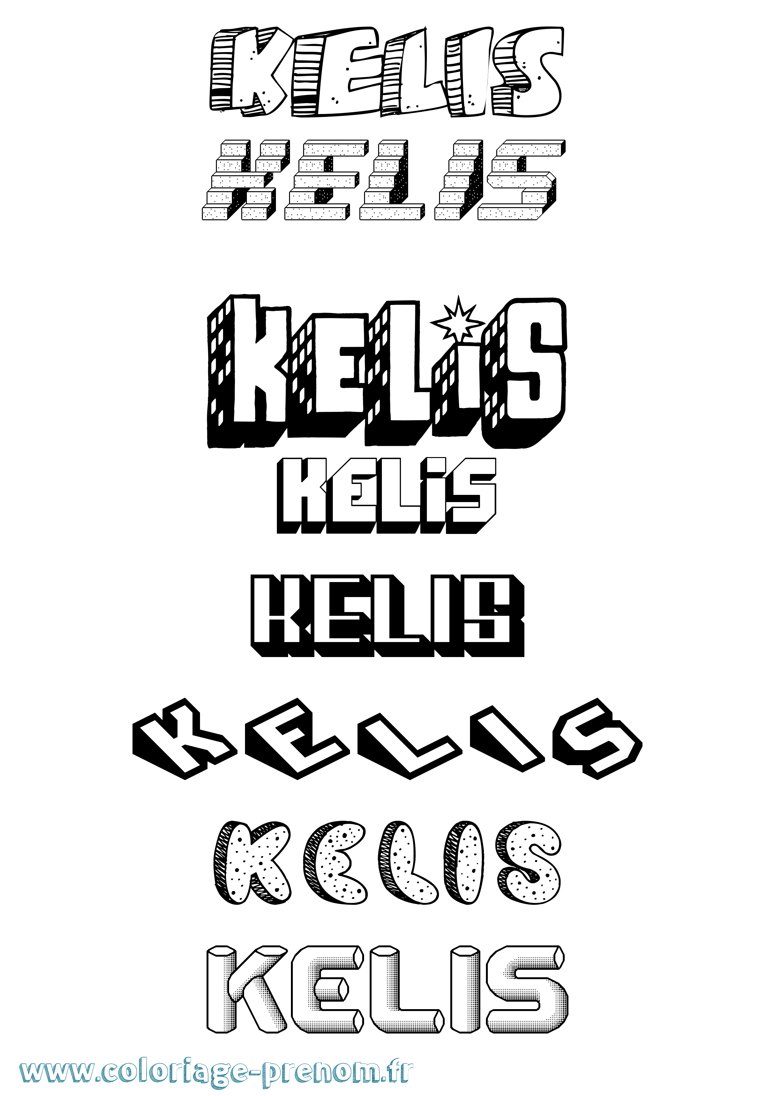 Coloriage Kelis Effet 3D Coloriage prénom Kelis Effet 3D
