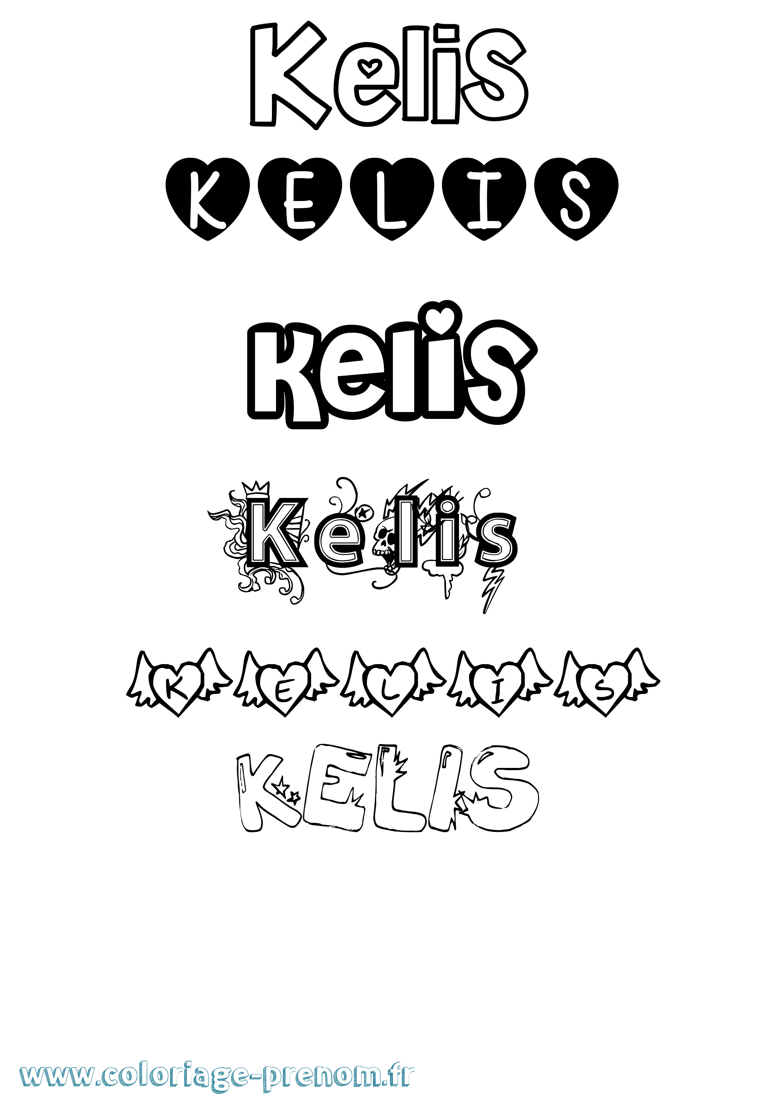 Coloriage Kelis Girly Coloriage prénom Kelis Girly
