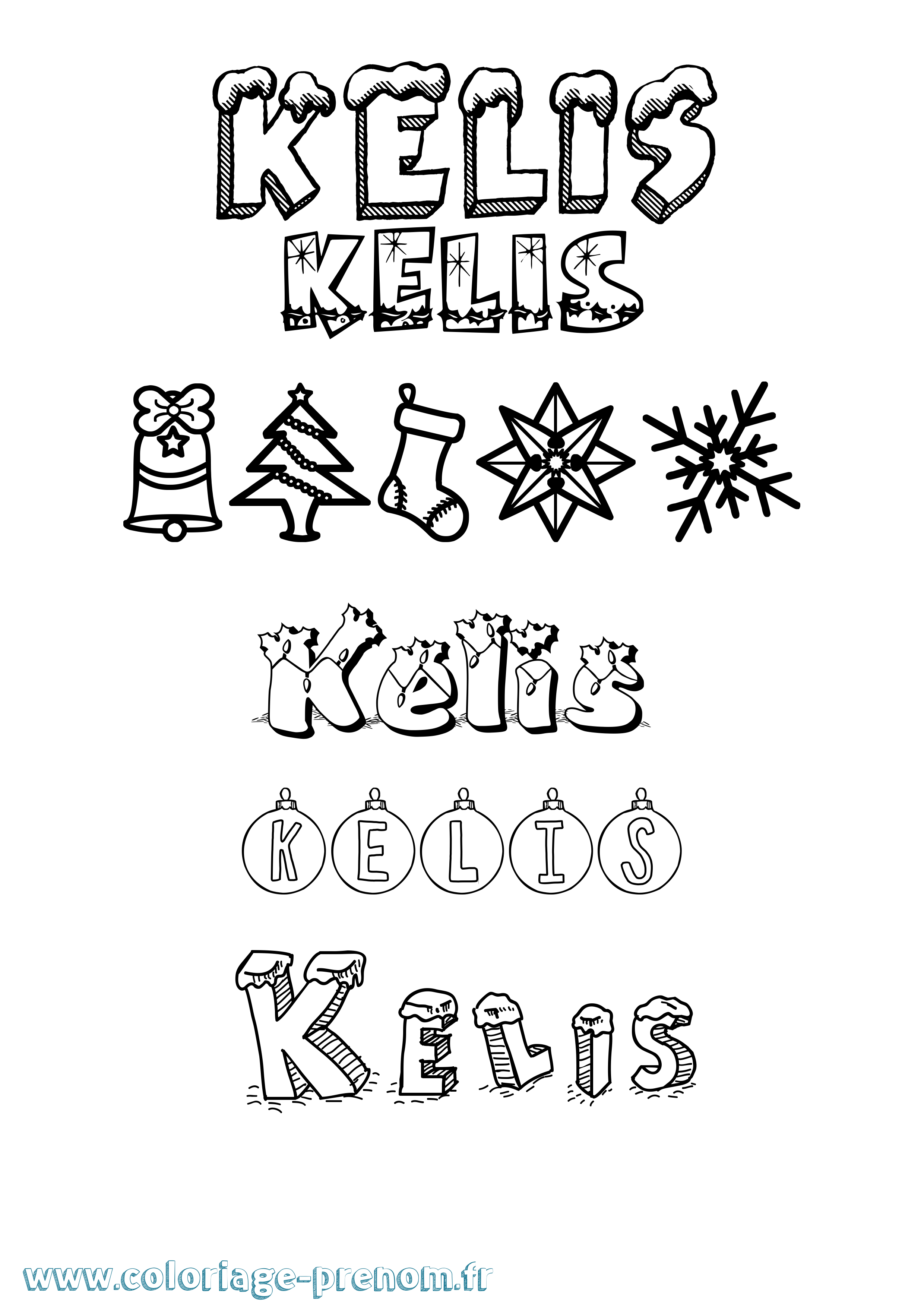 Coloriage Kelis Noël Coloriage prénom Kelis Noël