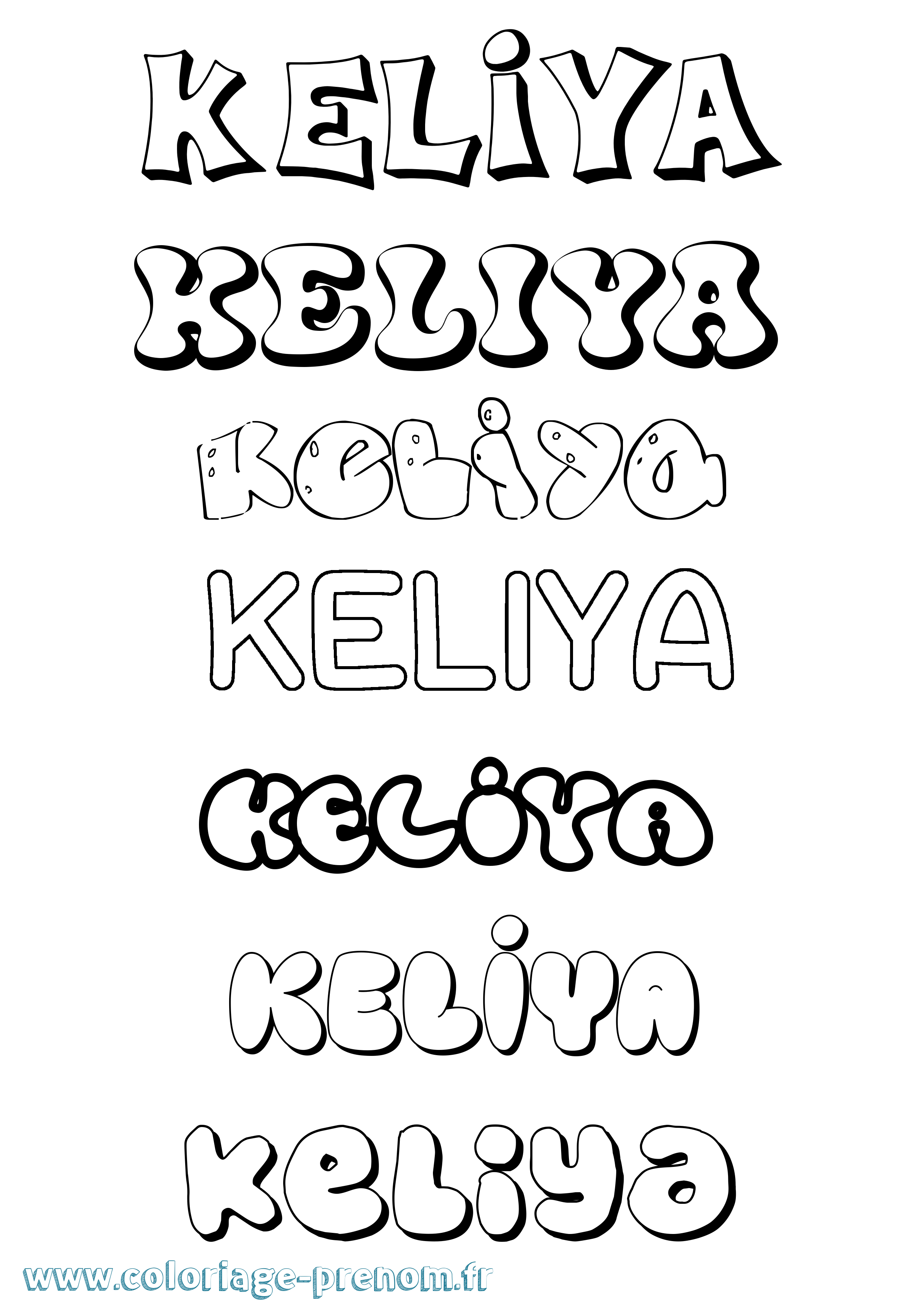 Coloriage Keliya Bubble Coloriage prénom Keliya Bubble