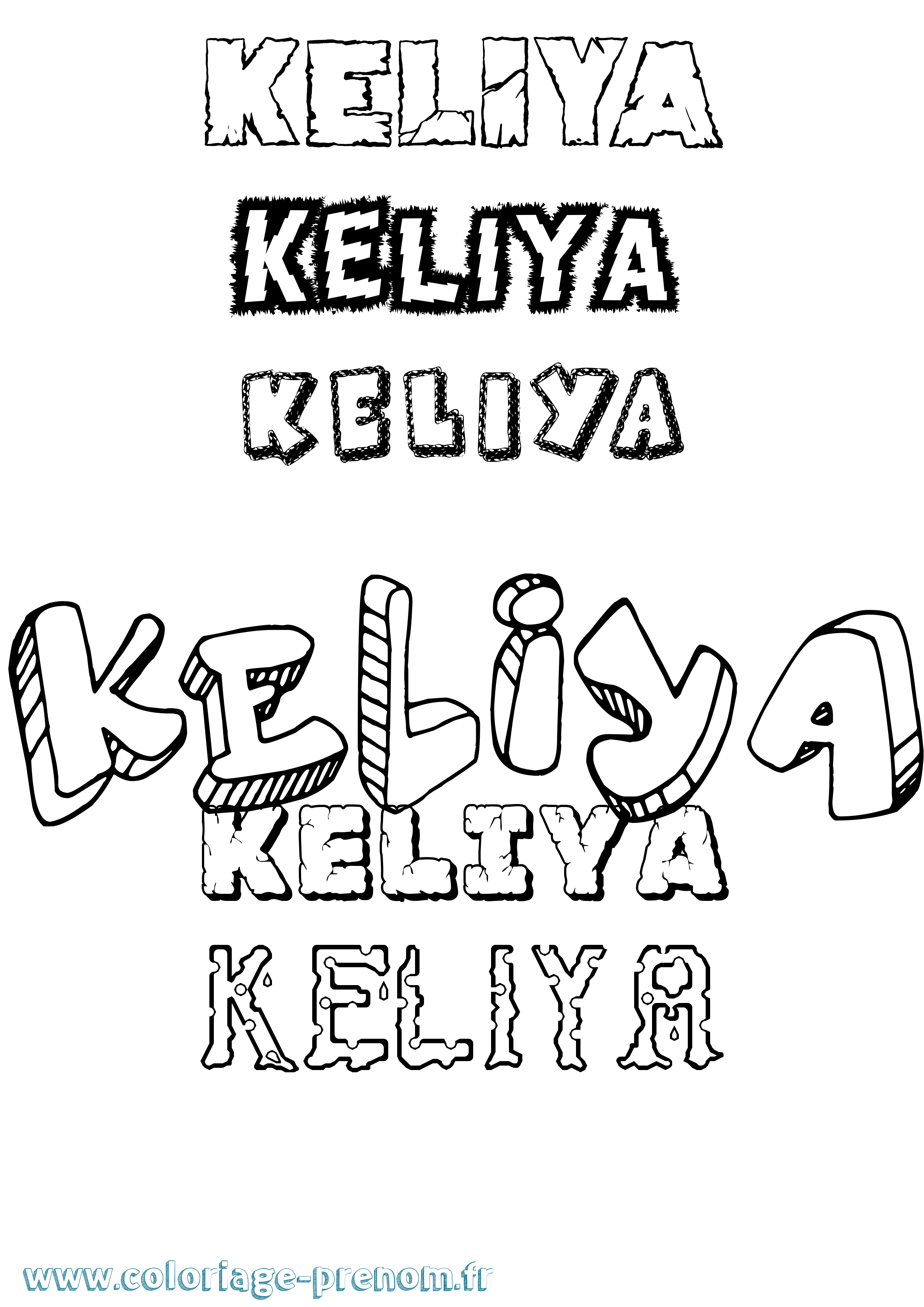 Coloriage Keliya Destructuré Coloriage prénom Keliya Destructuré