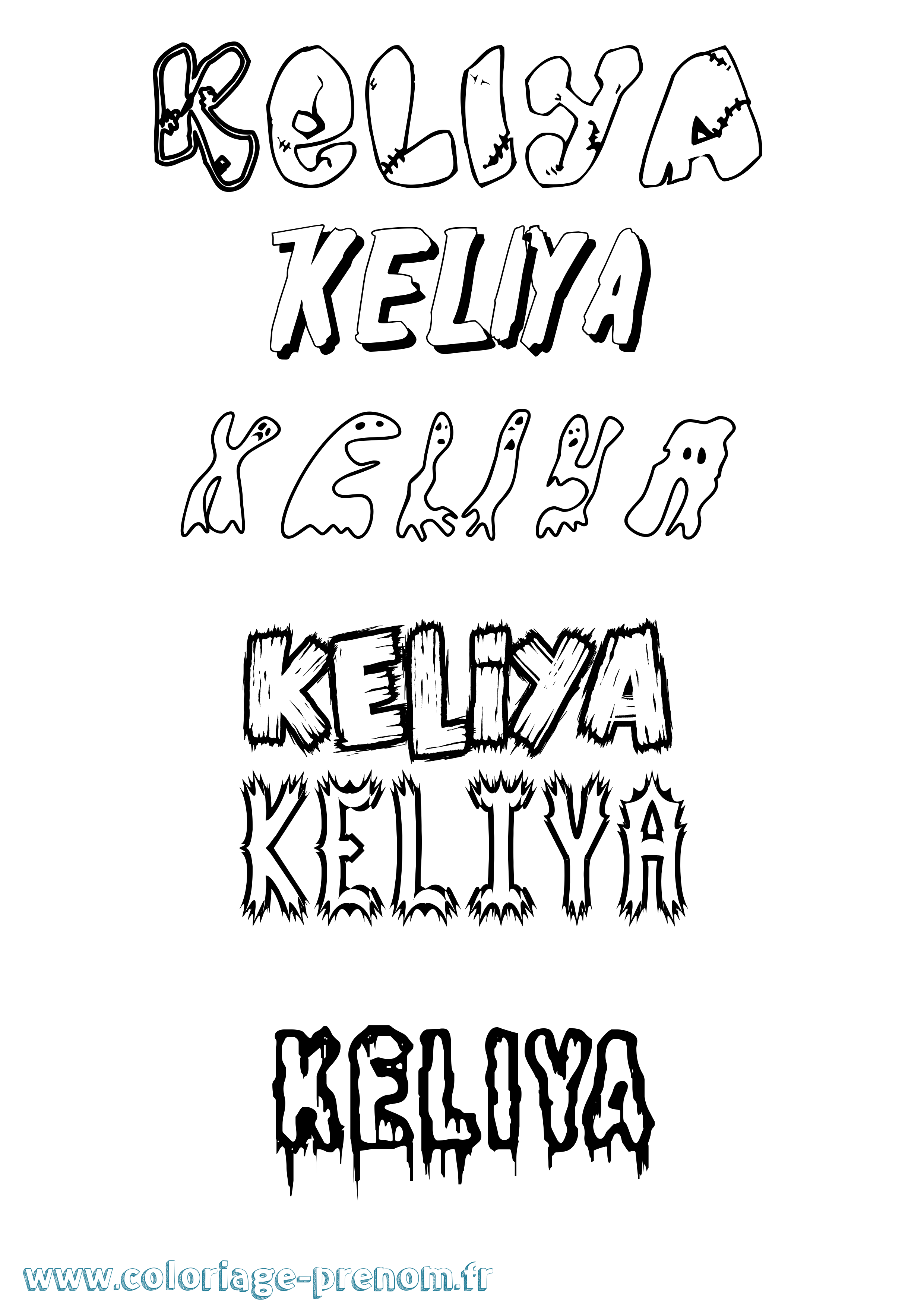Coloriage Keliya Frisson Coloriage prénom Keliya Frisson