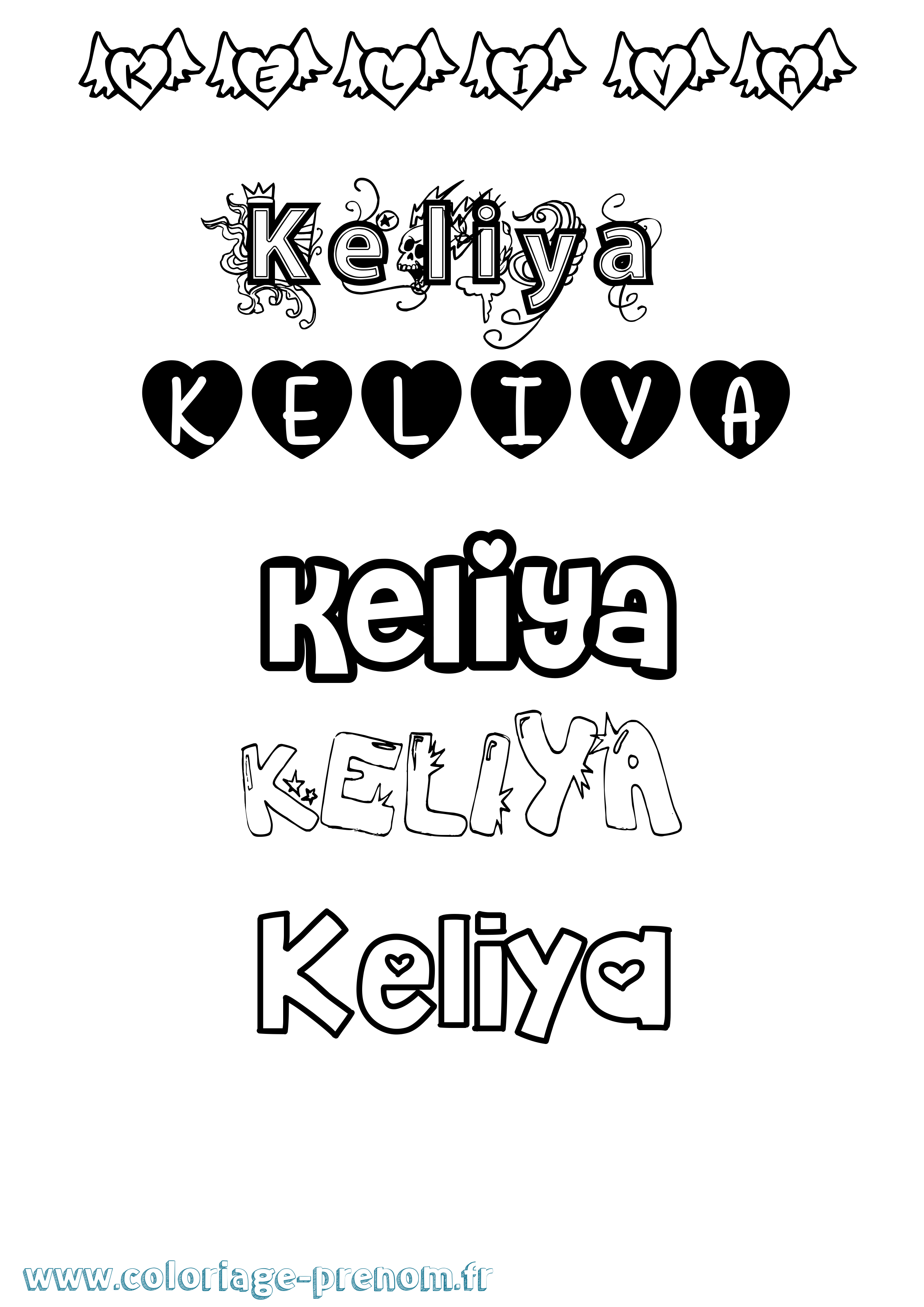 Coloriage Keliya Girly Coloriage prénom Keliya Girly