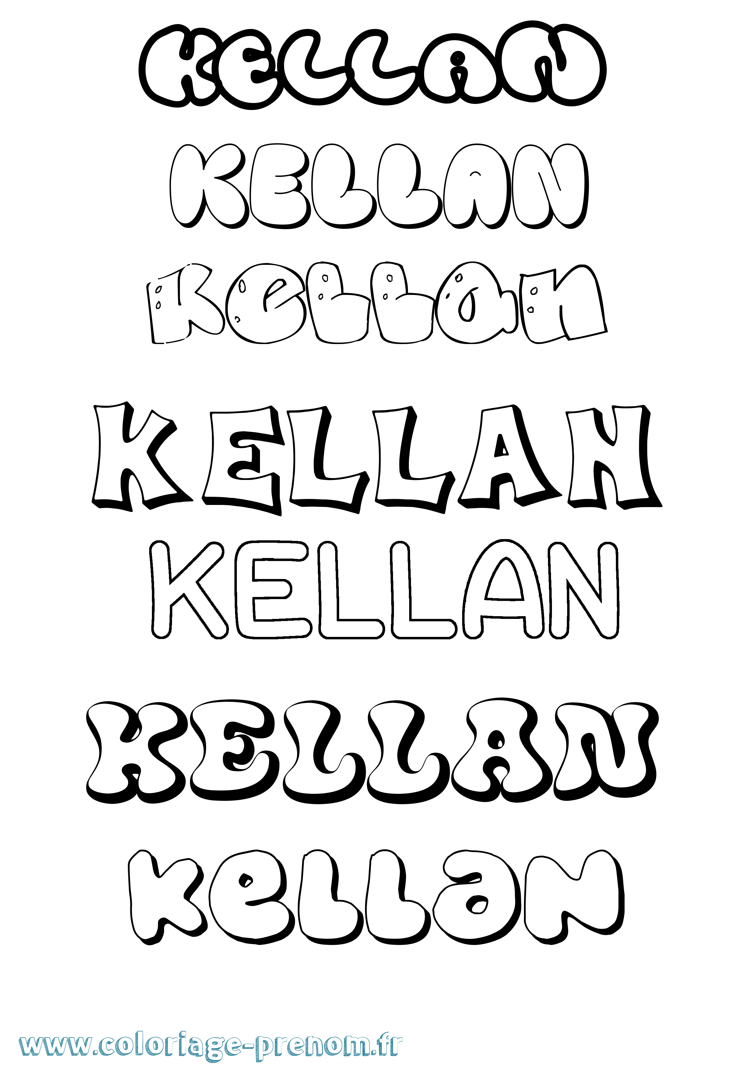 Coloriage Kellan Bubble Coloriage prénom Kellan Bubble