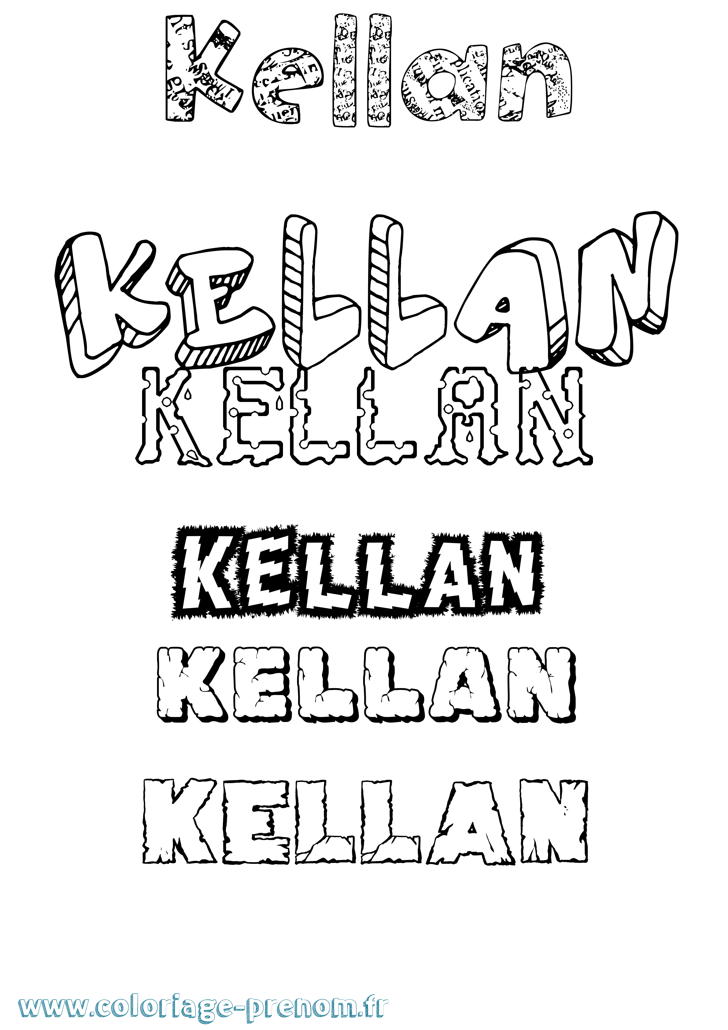 Coloriage Kellan Destructuré Coloriage prénom Kellan Destructuré