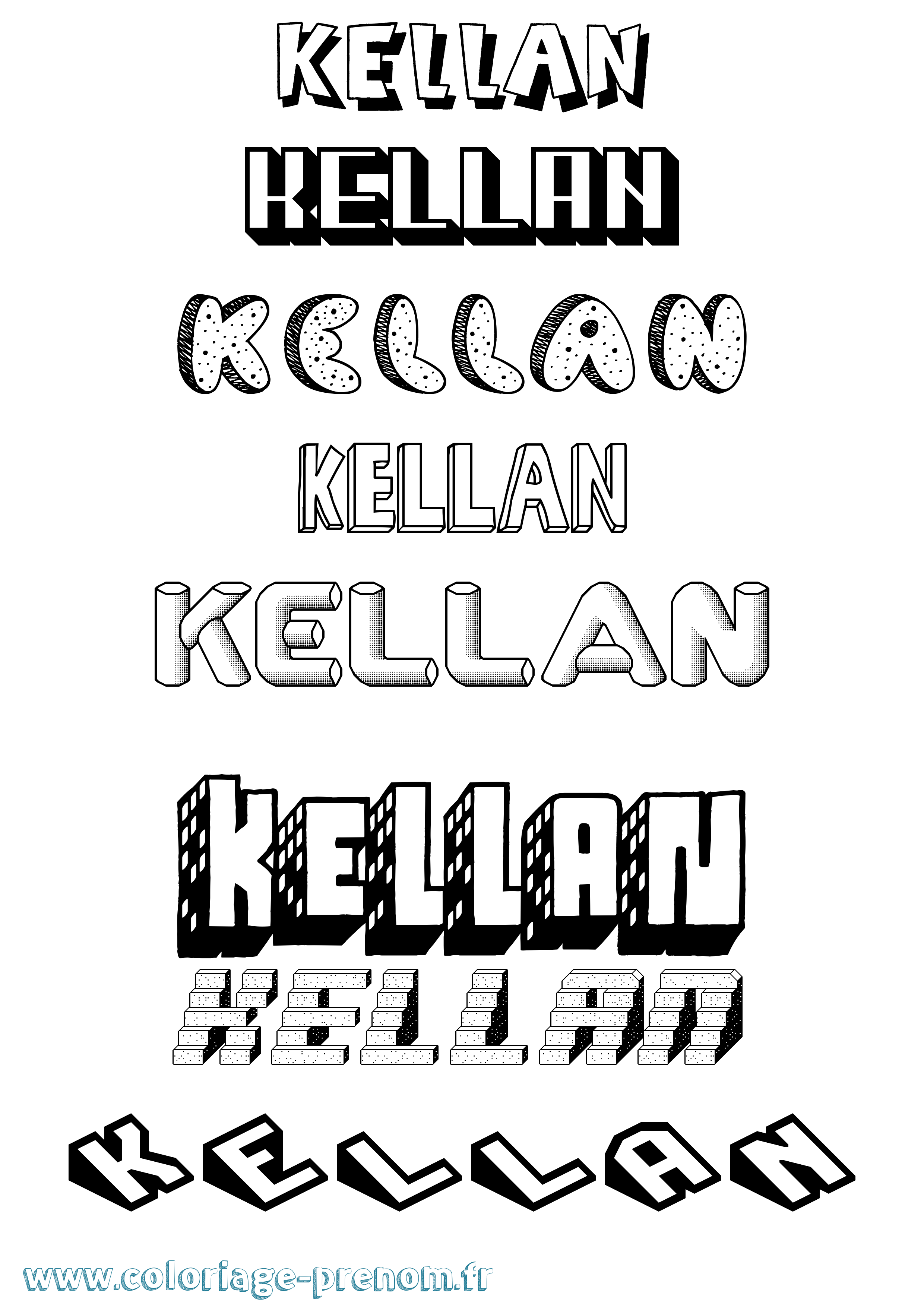 Coloriage Kellan Effet 3D Coloriage prénom Kellan Effet 3D