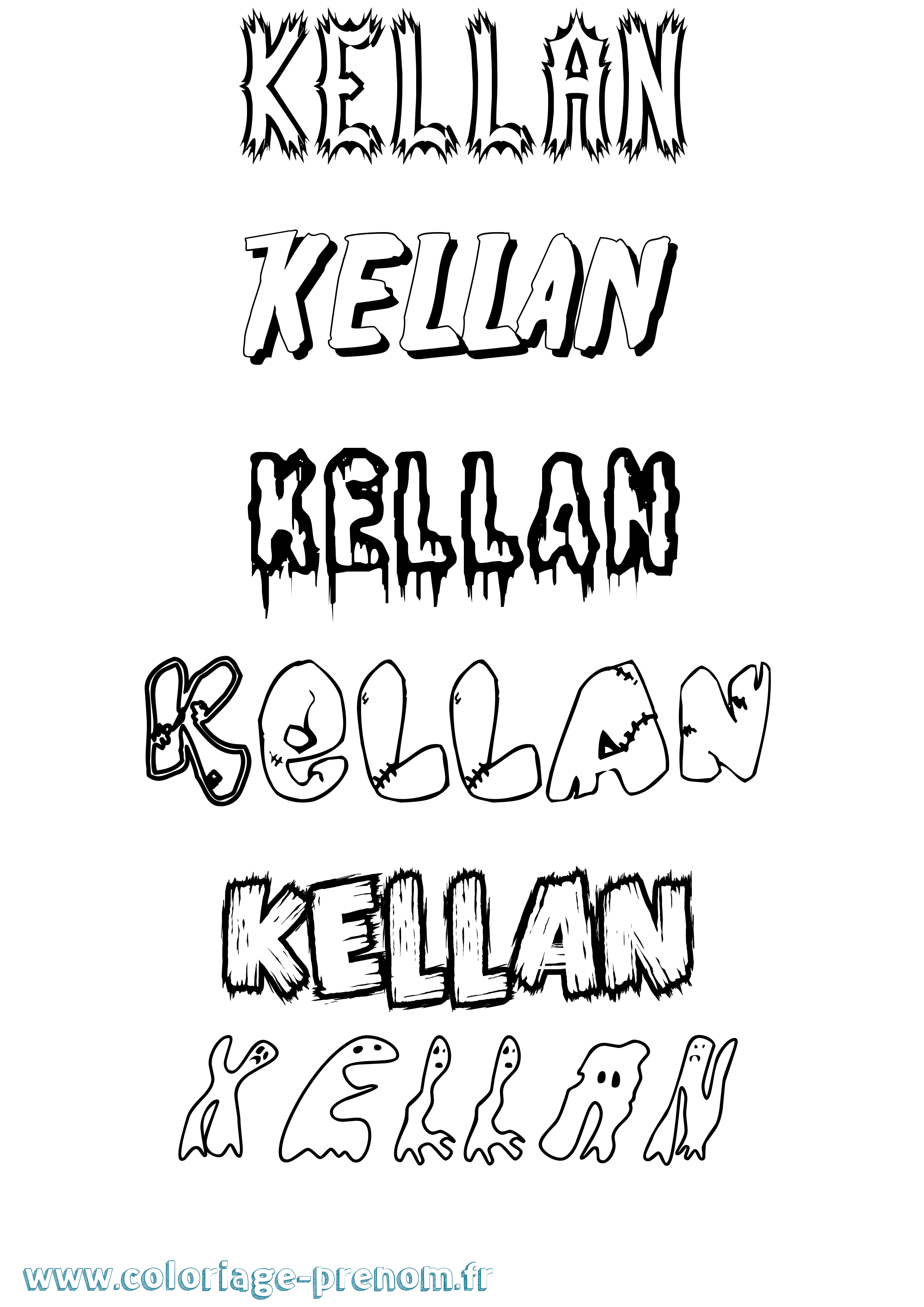 Coloriage Kellan Frisson Coloriage prénom Kellan Frisson