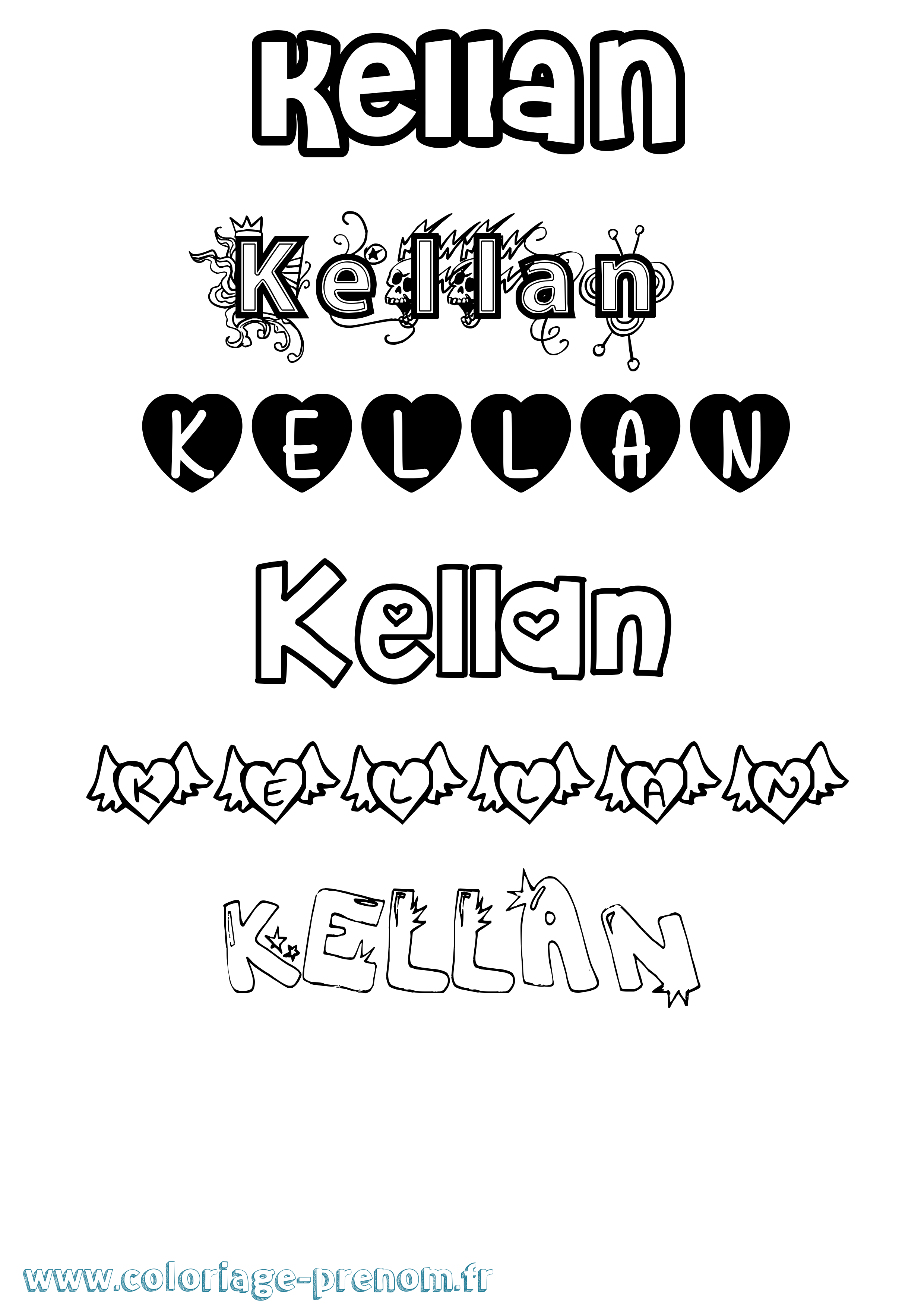Coloriage Kellan Girly Coloriage prénom Kellan Girly