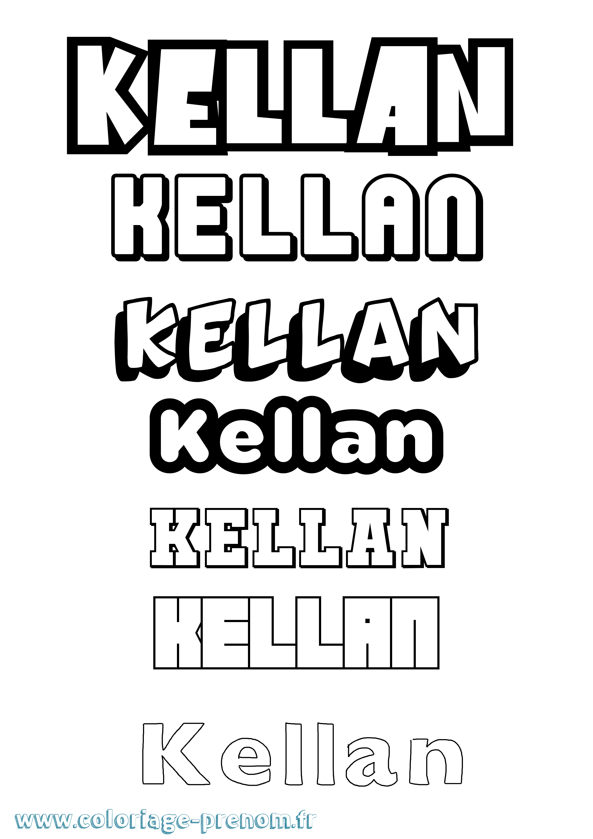 Coloriage Kellan Simple Coloriage prénom Kellan Simple