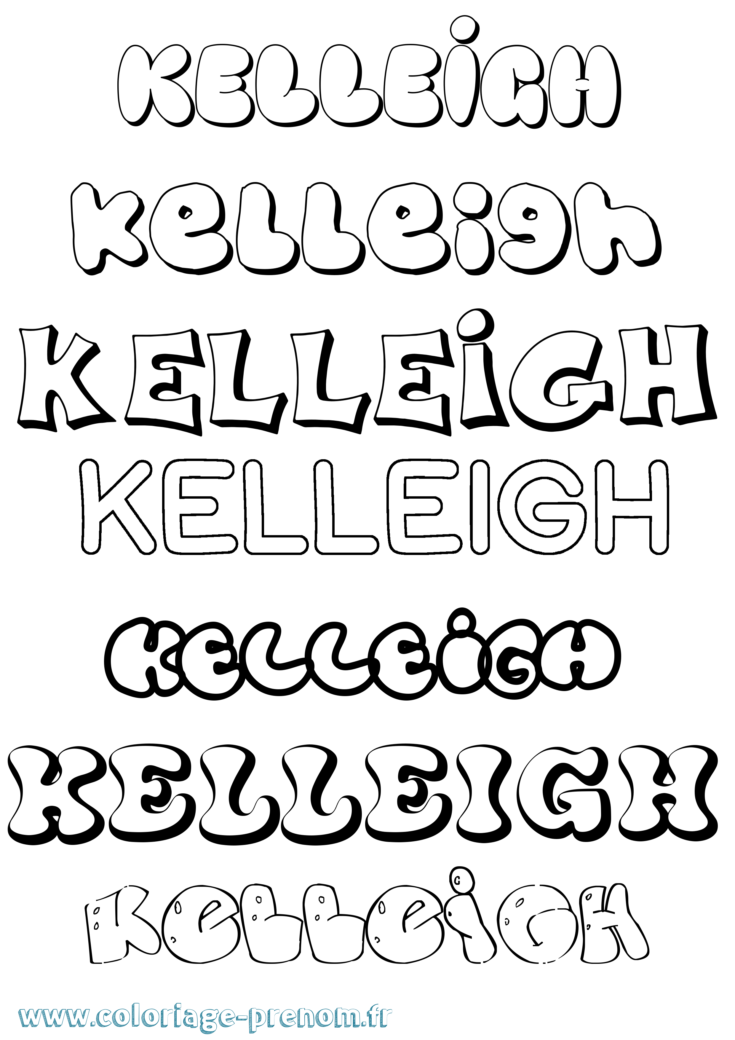 Coloriage Kelleigh Bubble Coloriage prénom Kelleigh Bubble