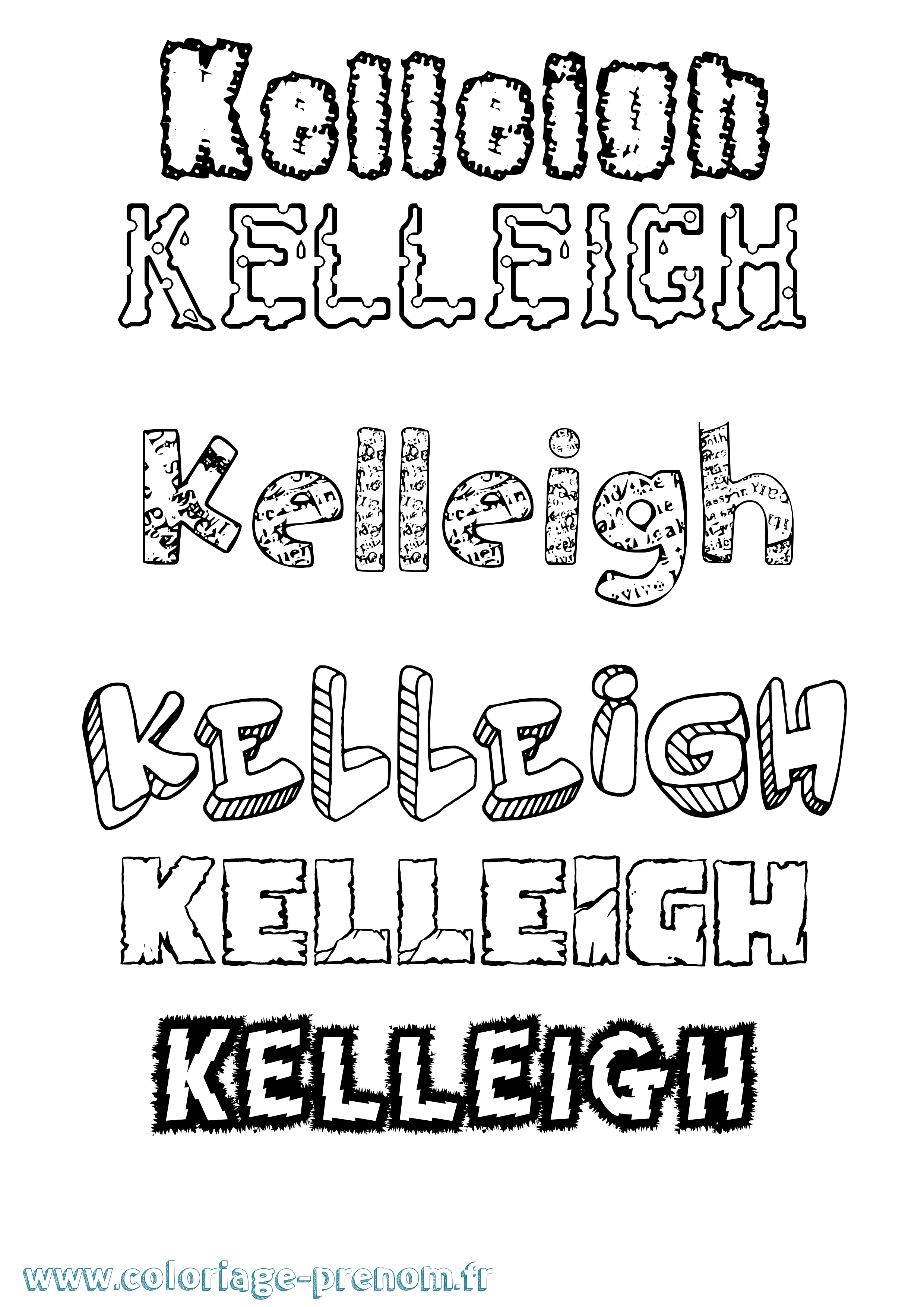 Coloriage Kelleigh Destructuré Coloriage prénom Kelleigh Destructuré