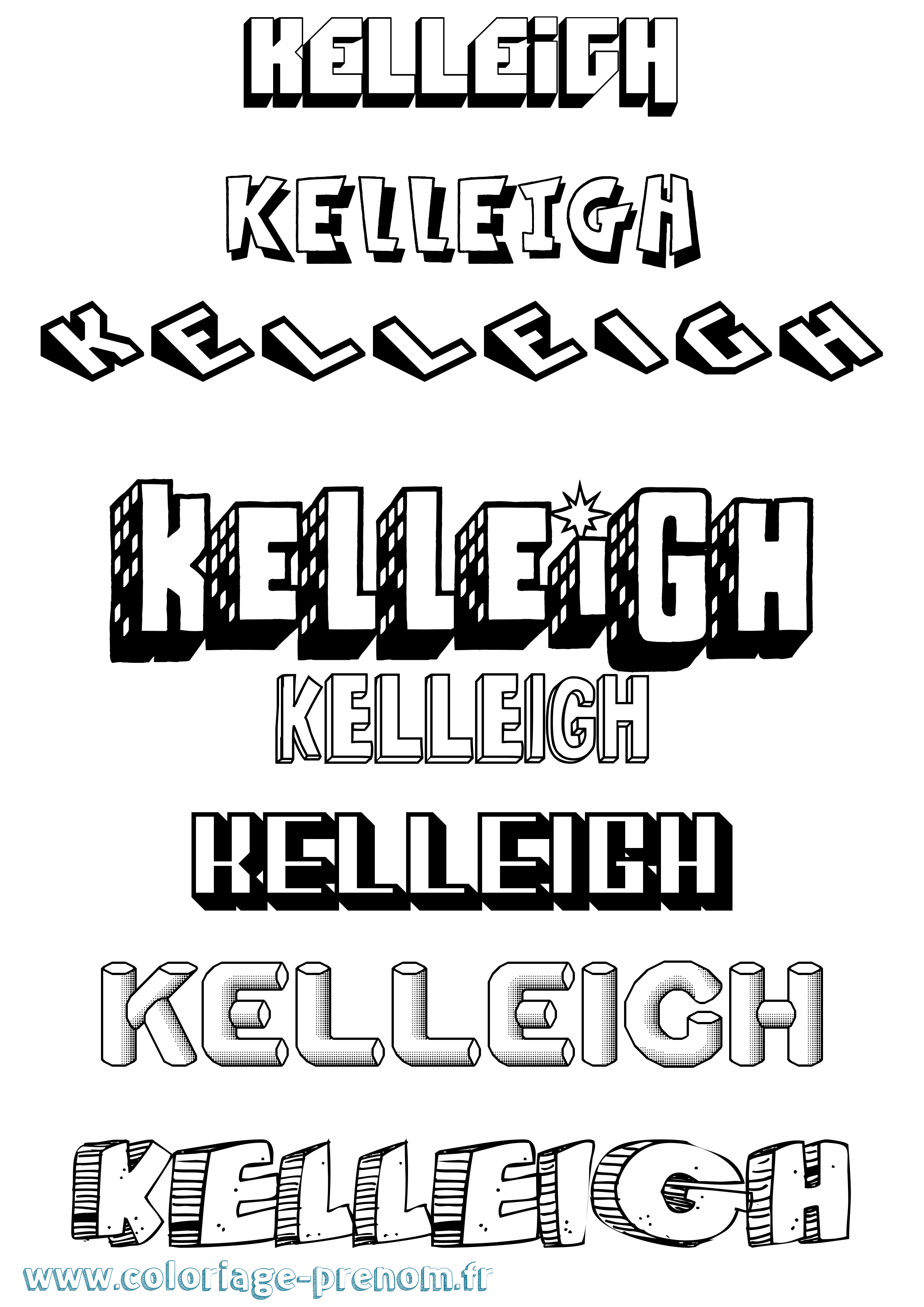 Coloriage Kelleigh Effet 3D Coloriage prénom Kelleigh Effet 3D