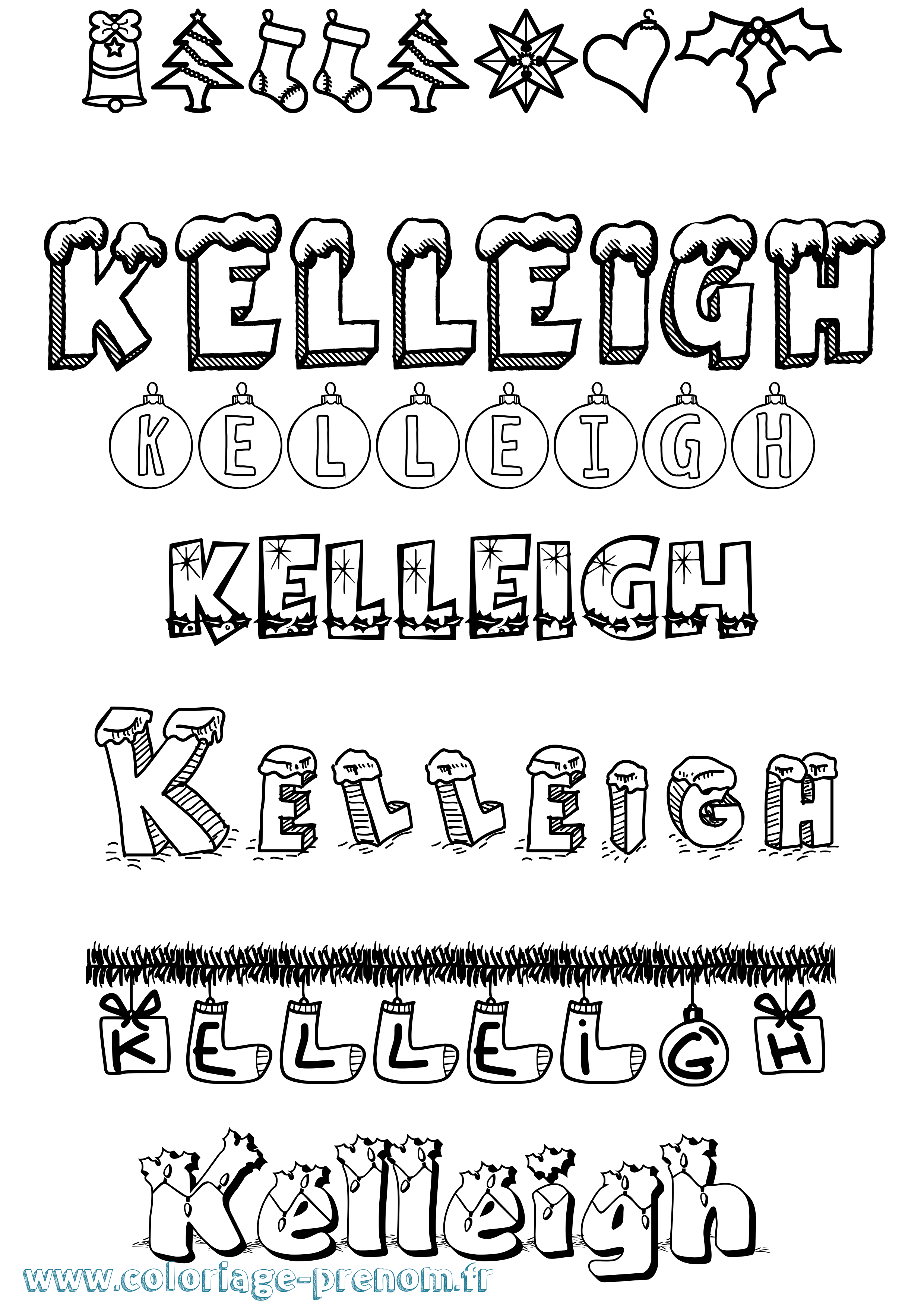 Coloriage Kelleigh Noël Coloriage prénom Kelleigh Noël