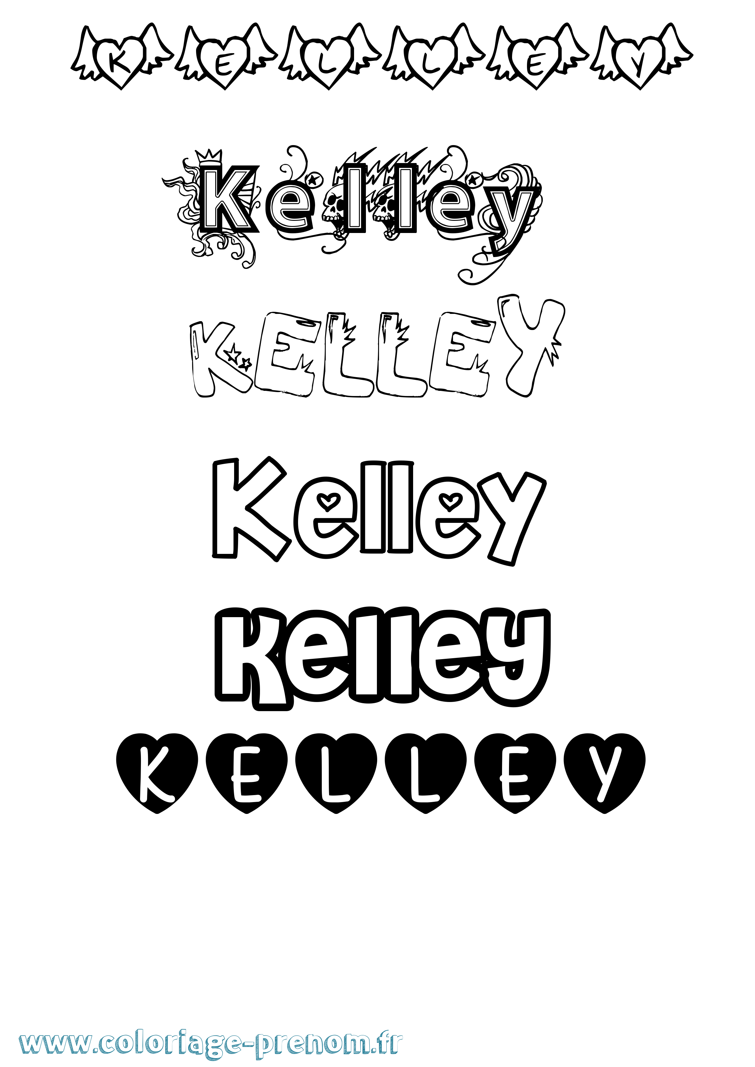 Coloriage Kelley Girly Coloriage prénom Kelley Girly