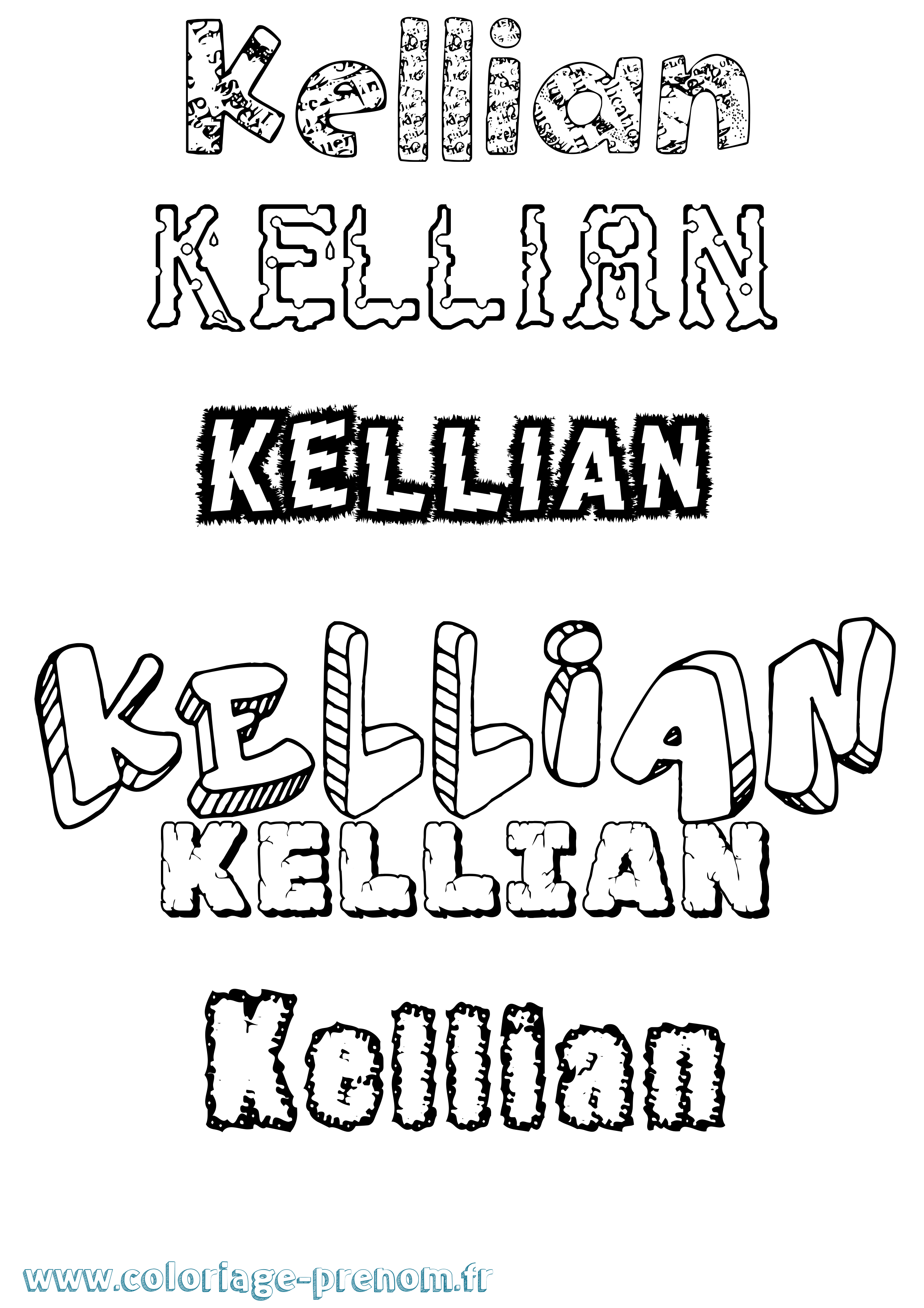 Coloriage Kellian Destructuré Coloriage prénom Kellian Destructuré