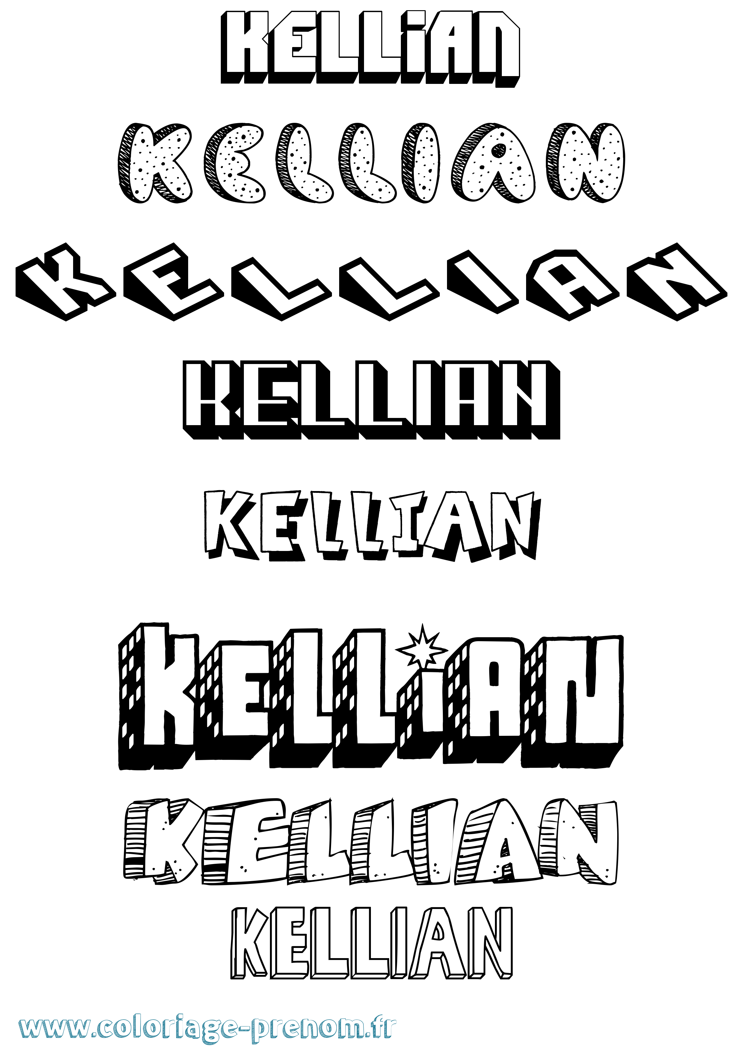 Coloriage Kellian Effet 3D Coloriage prénom Kellian Effet 3D