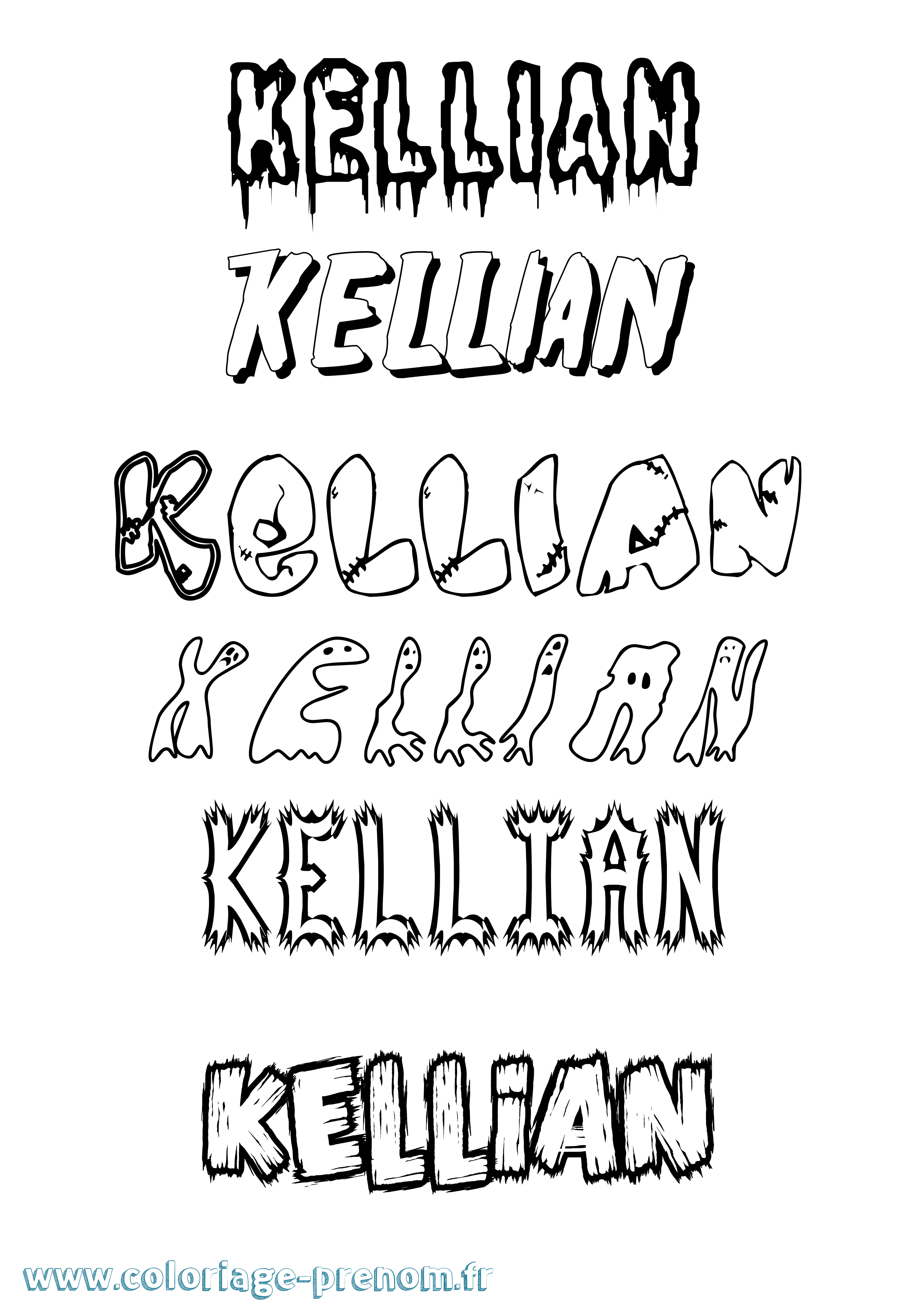 Coloriage Kellian Frisson Coloriage prénom Kellian Frisson