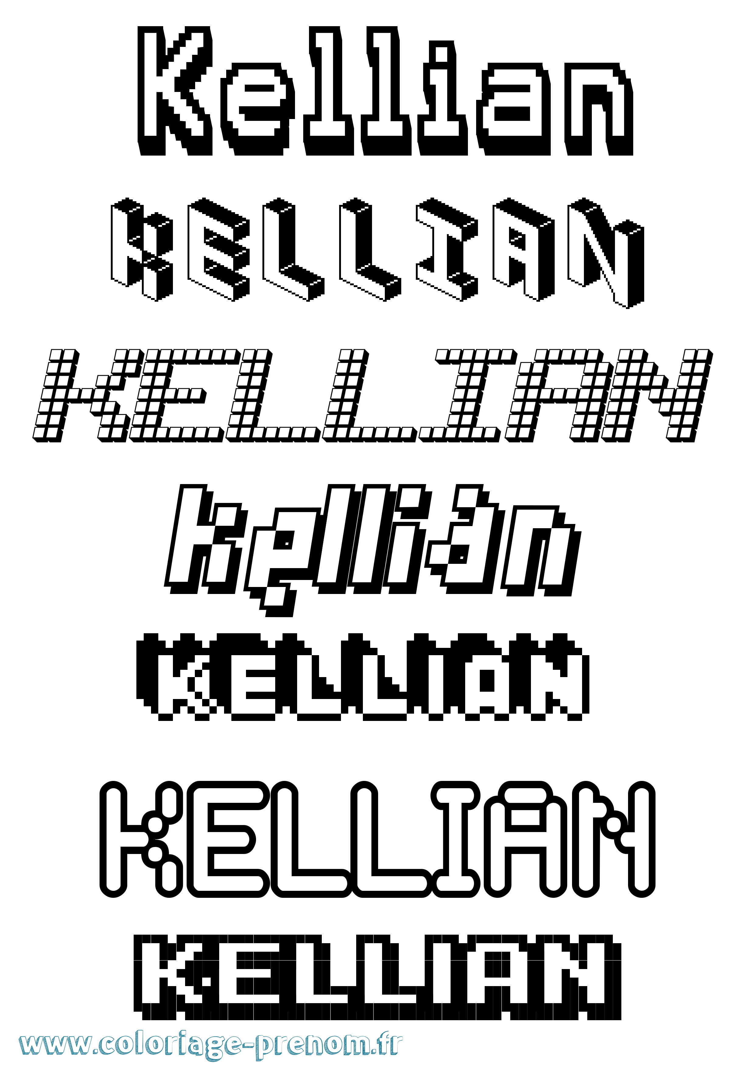 Coloriage Kellian Pixel Coloriage prénom Kellian Pixel