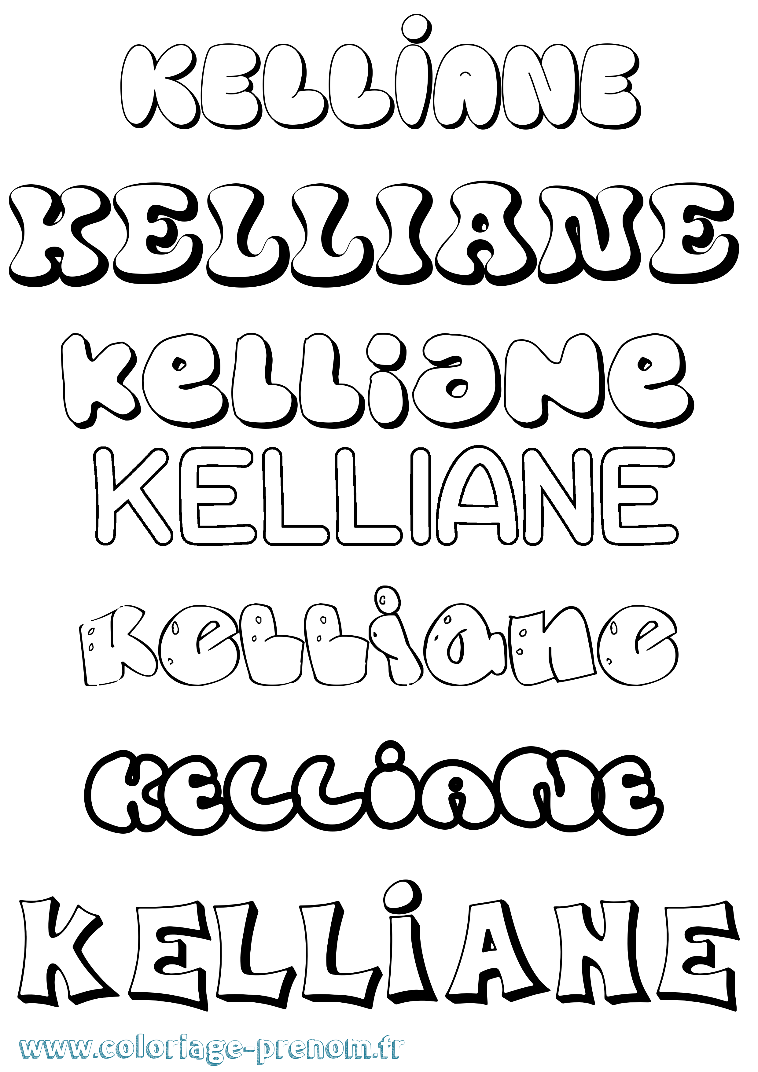 Coloriage Kelliane Bubble Coloriage prénom Kelliane Bubble