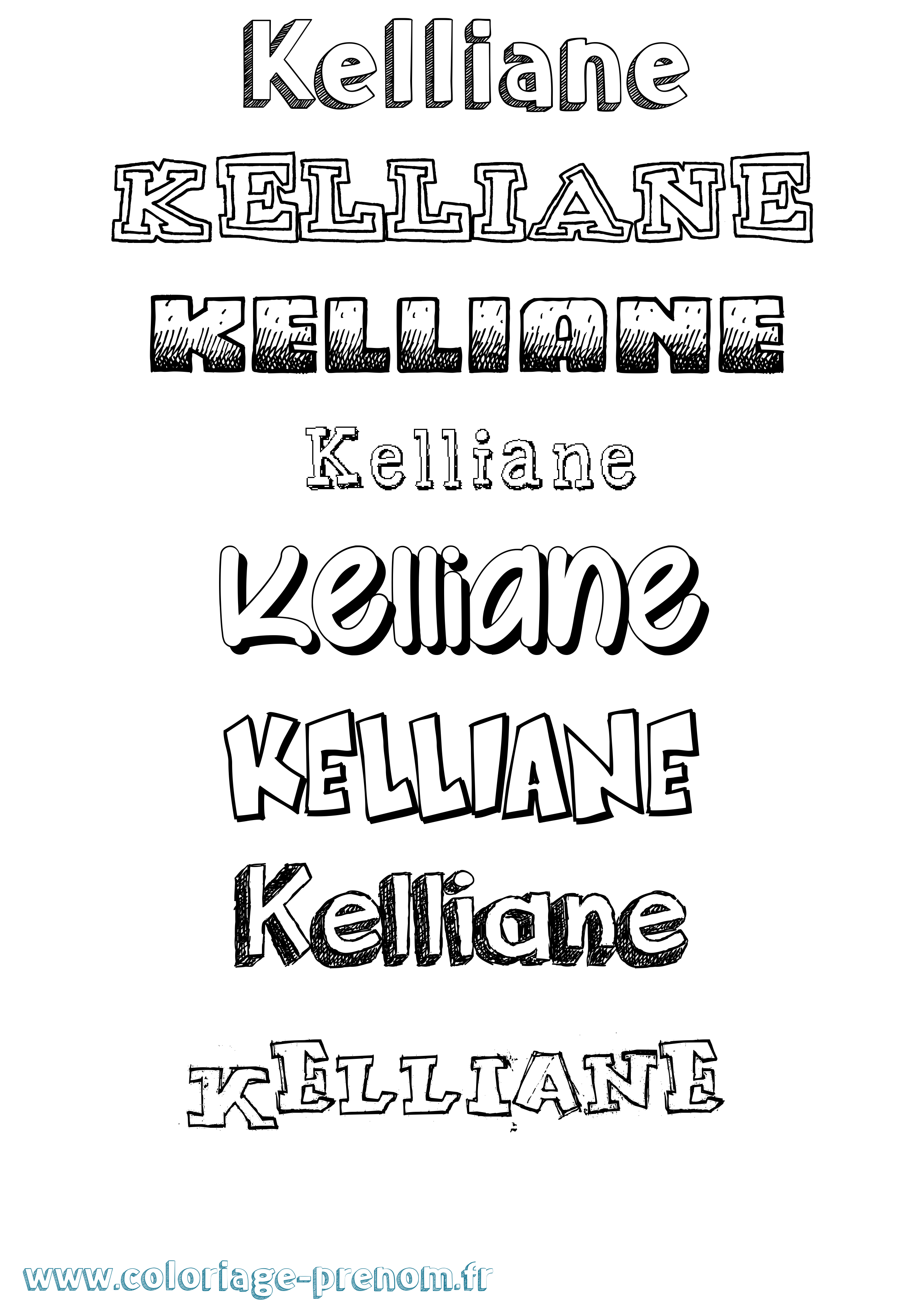 Coloriage Kelliane Dessiné Coloriage prénom Kelliane Dessiné