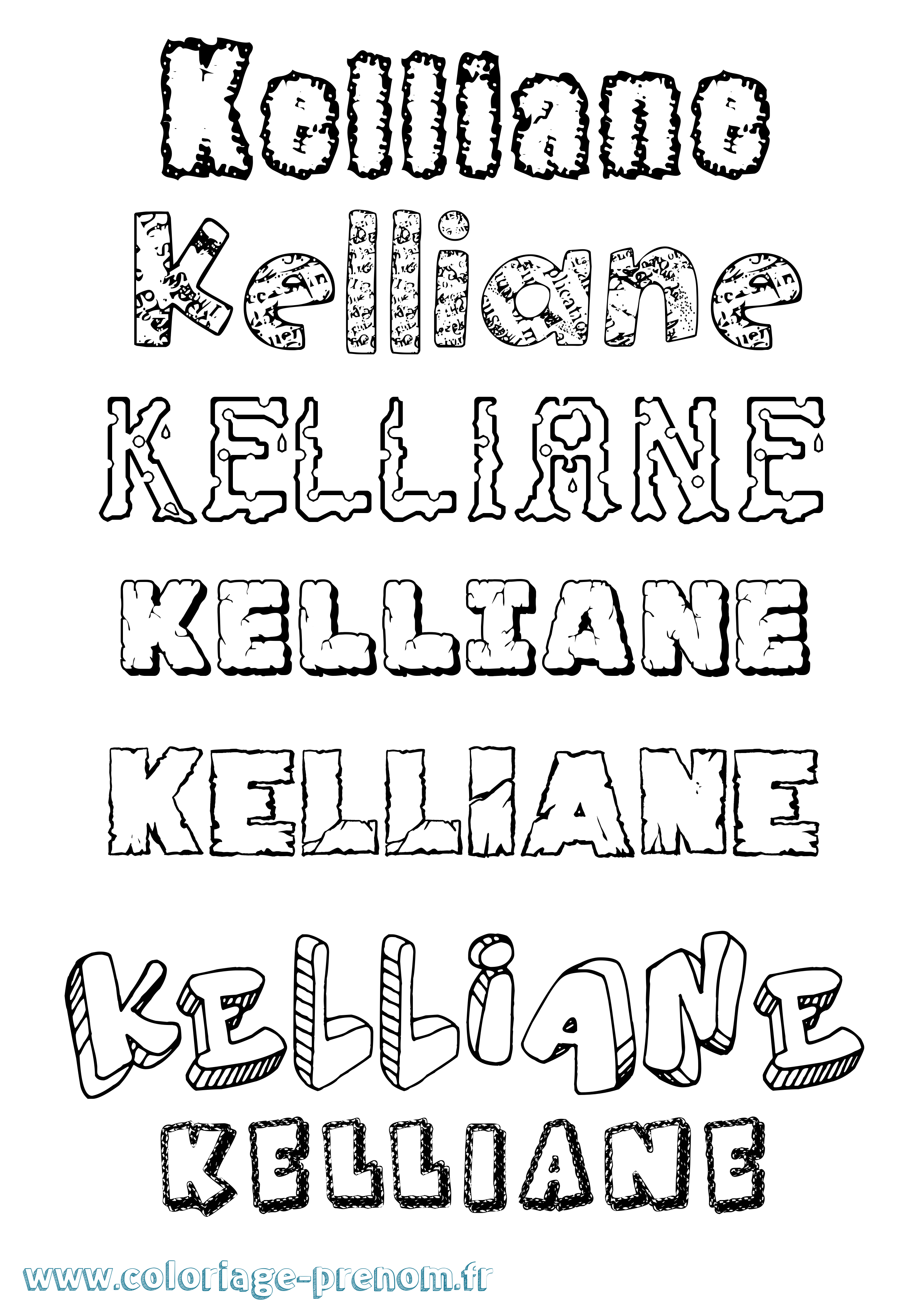 Coloriage Kelliane Destructuré Coloriage prénom Kelliane Destructuré