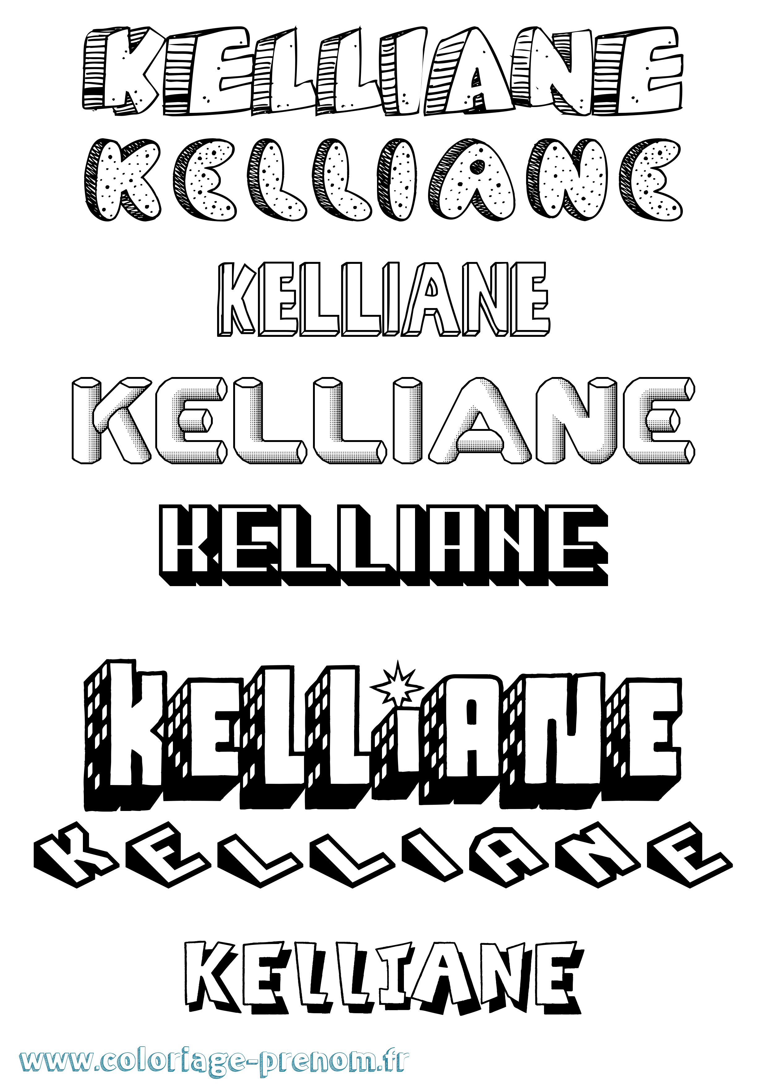 Coloriage Kelliane Effet 3D Coloriage prénom Kelliane Effet 3D