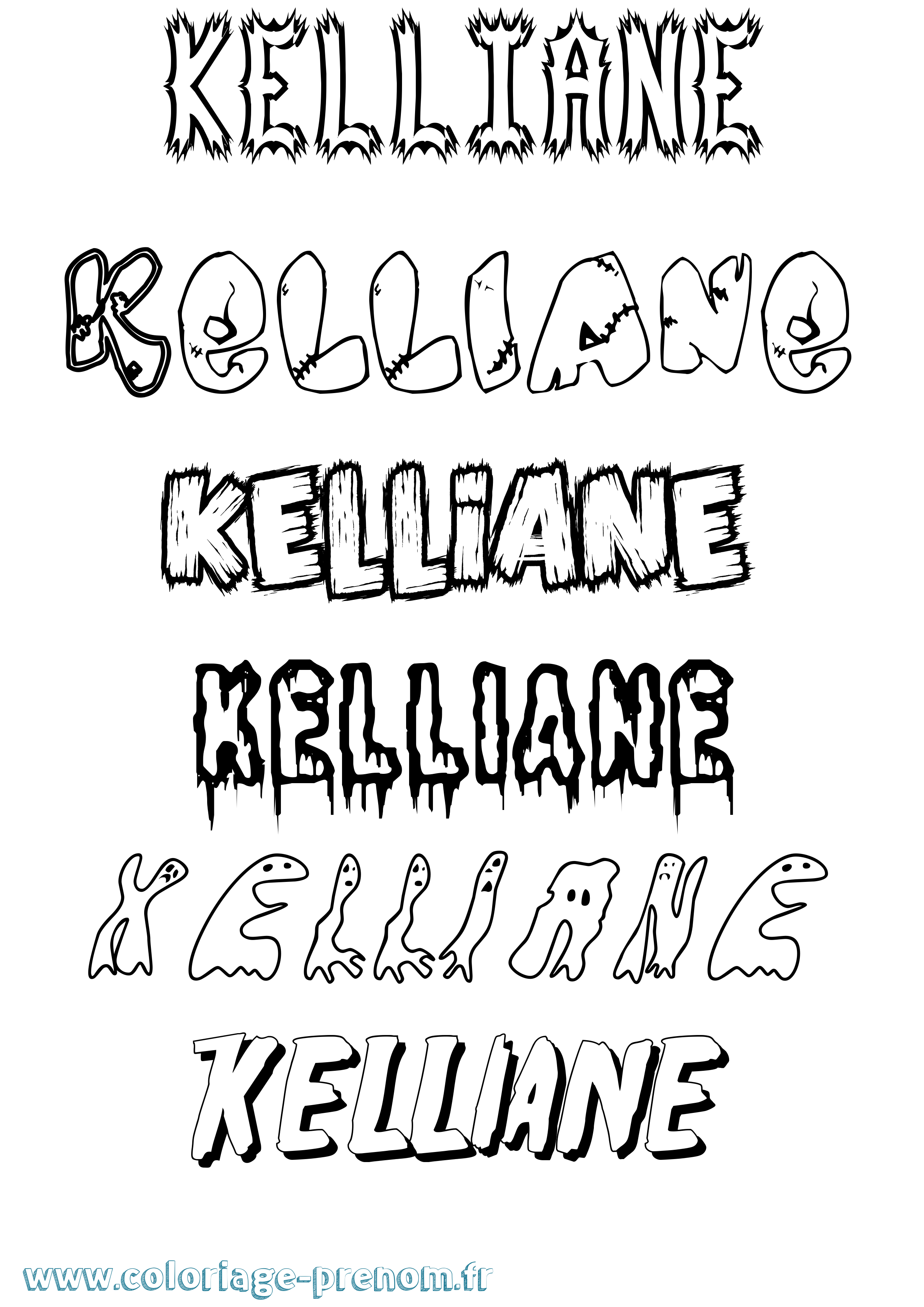 Coloriage Kelliane Frisson Coloriage prénom Kelliane Frisson