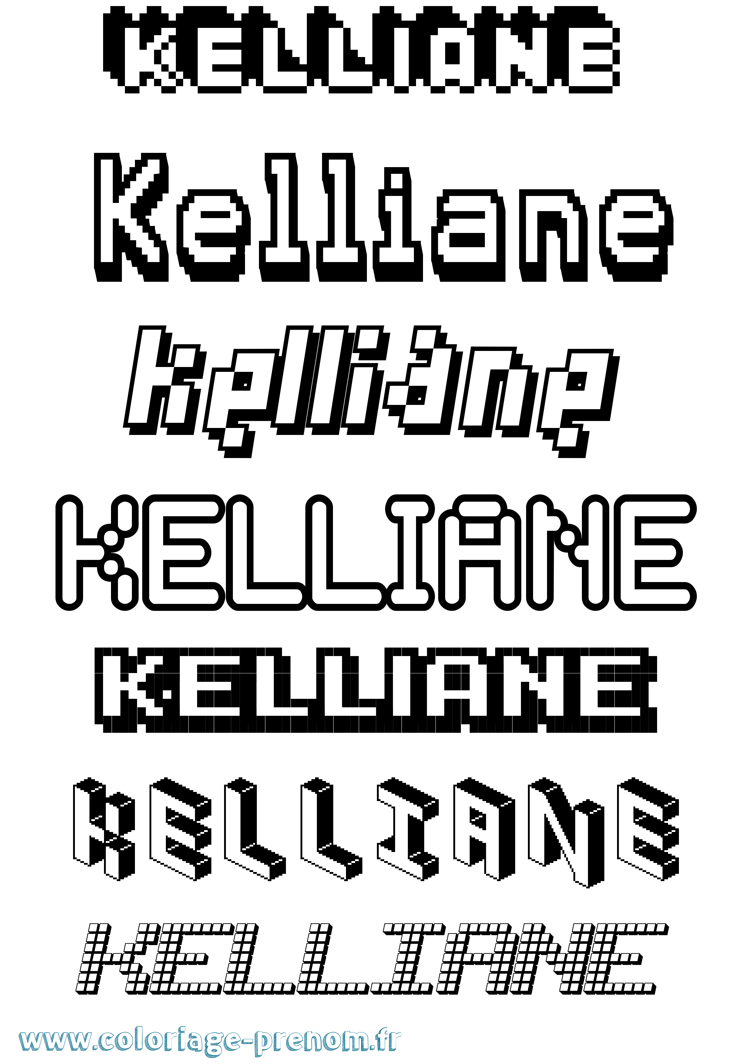 Coloriage Kelliane Pixel Coloriage prénom Kelliane Pixel