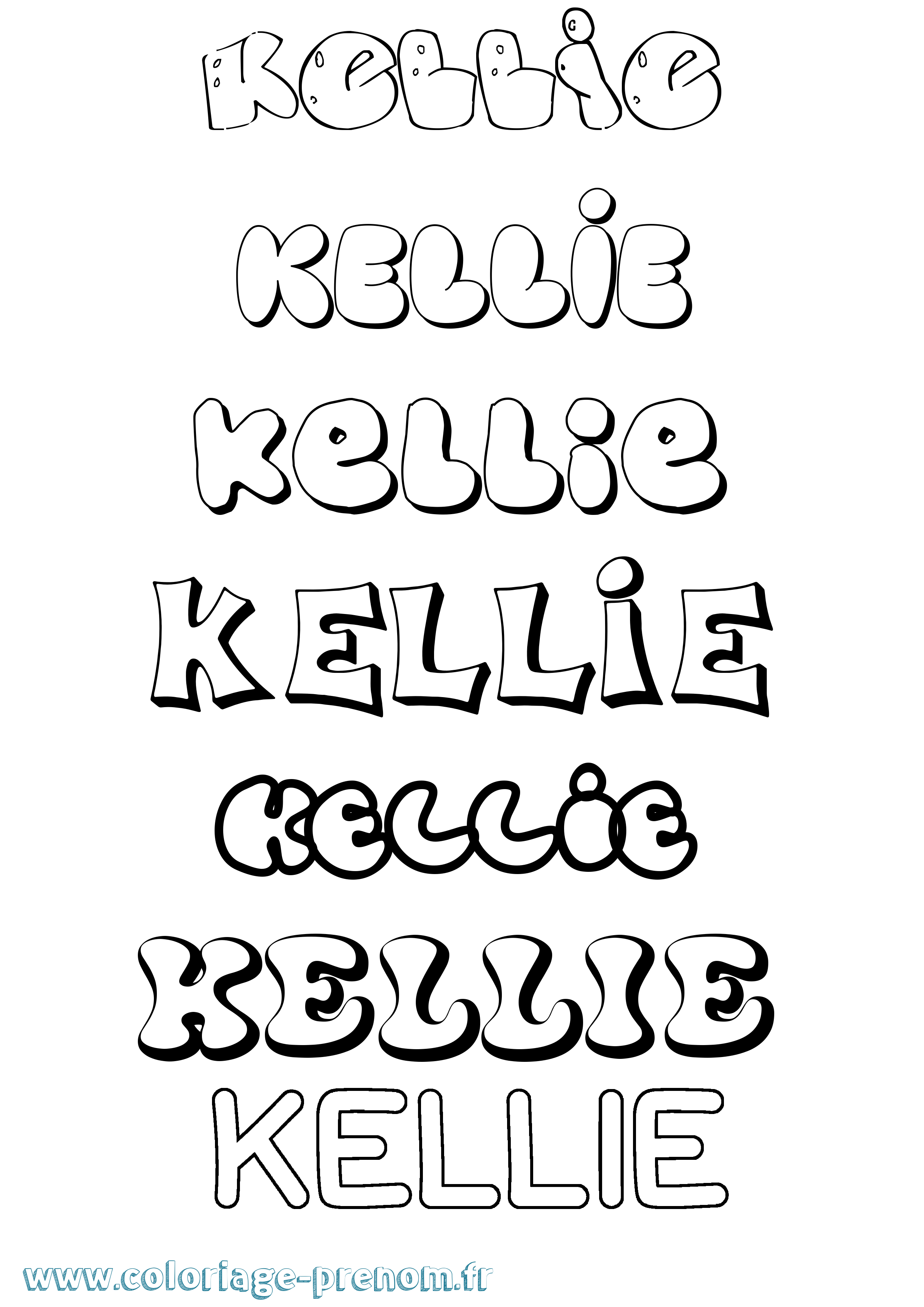 Coloriage Kellie Bubble Coloriage prénom Kellie Bubble