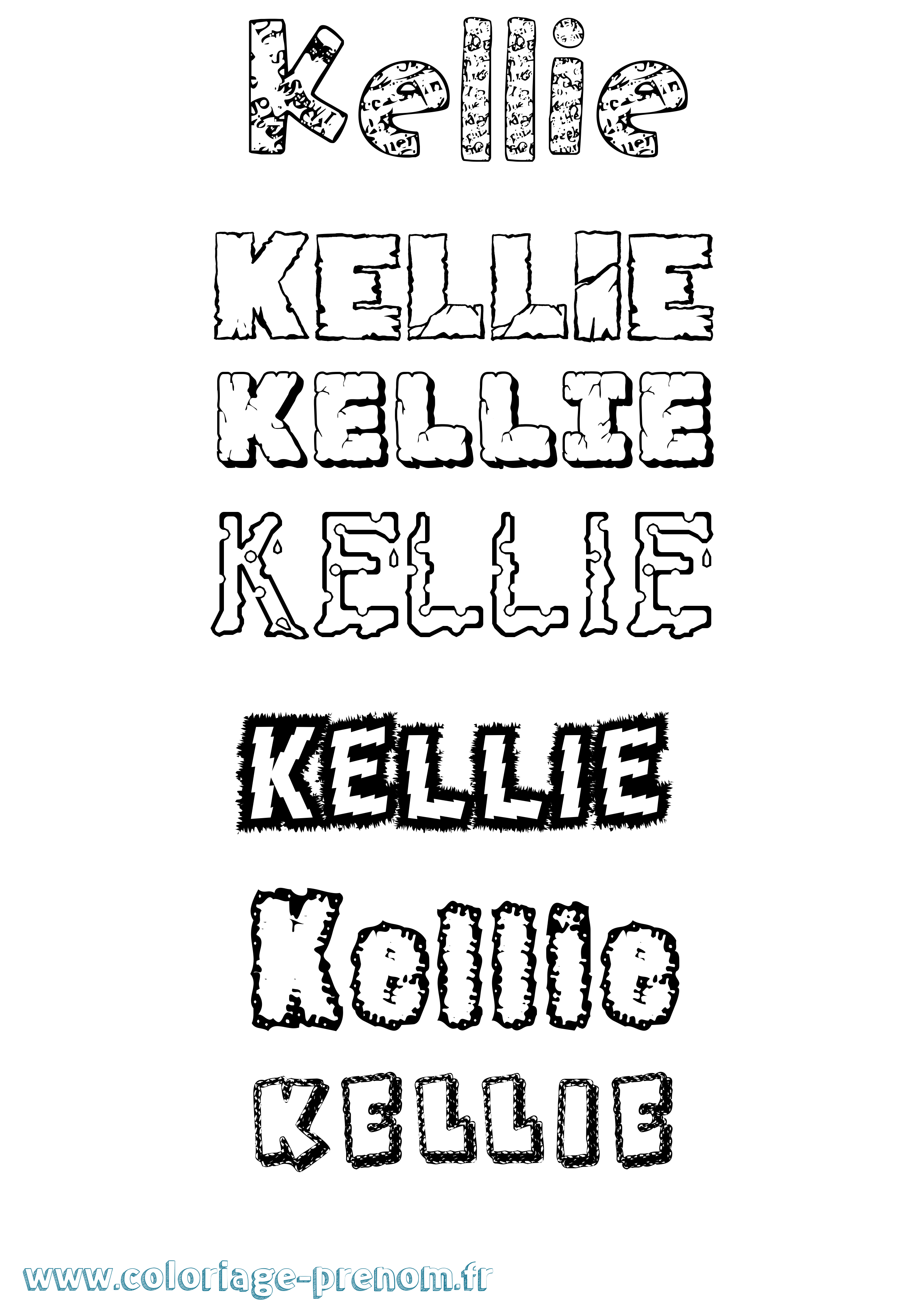 Coloriage Kellie Destructuré Coloriage prénom Kellie Destructuré