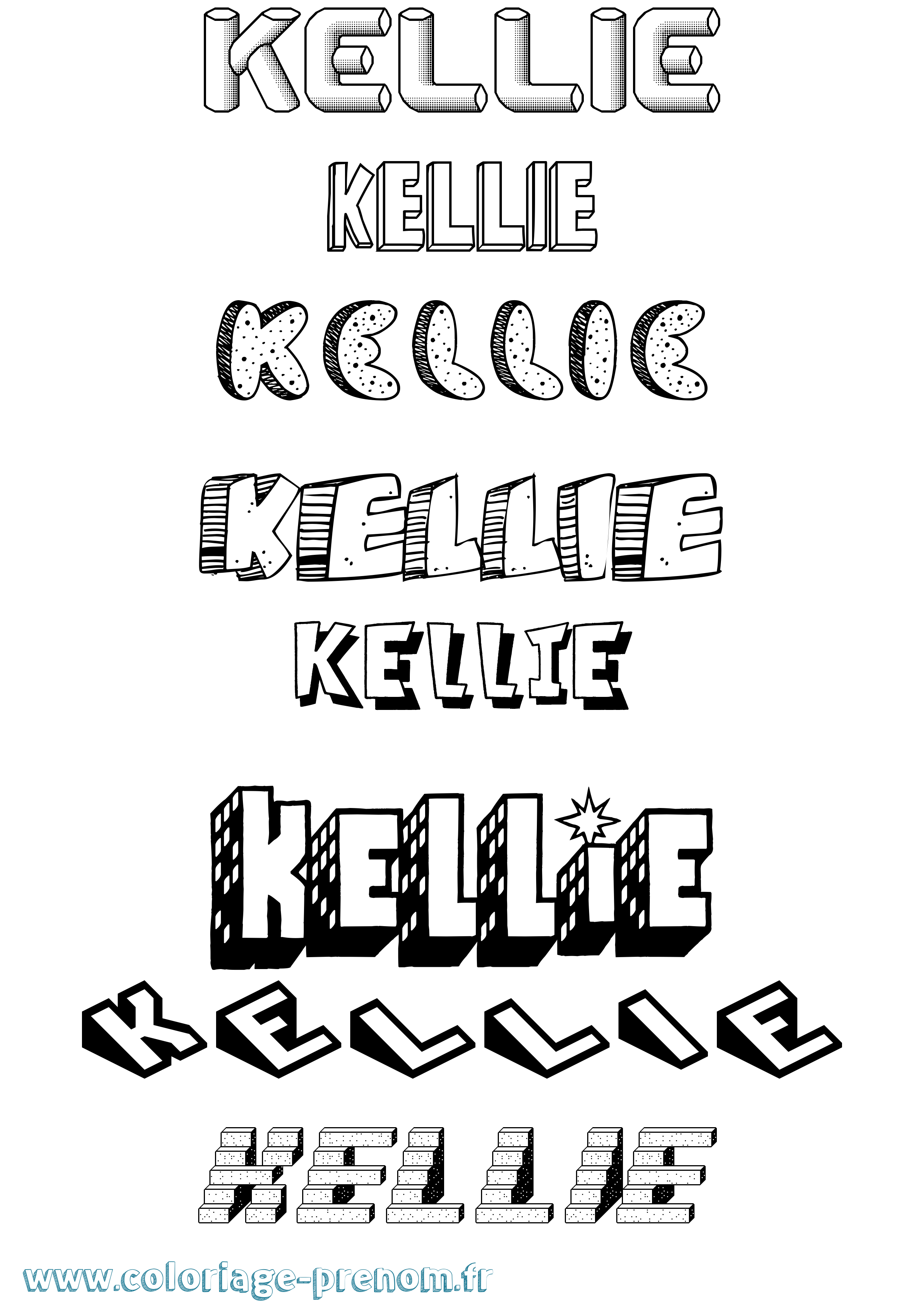 Coloriage Kellie Effet 3D Coloriage prénom Kellie Effet 3D