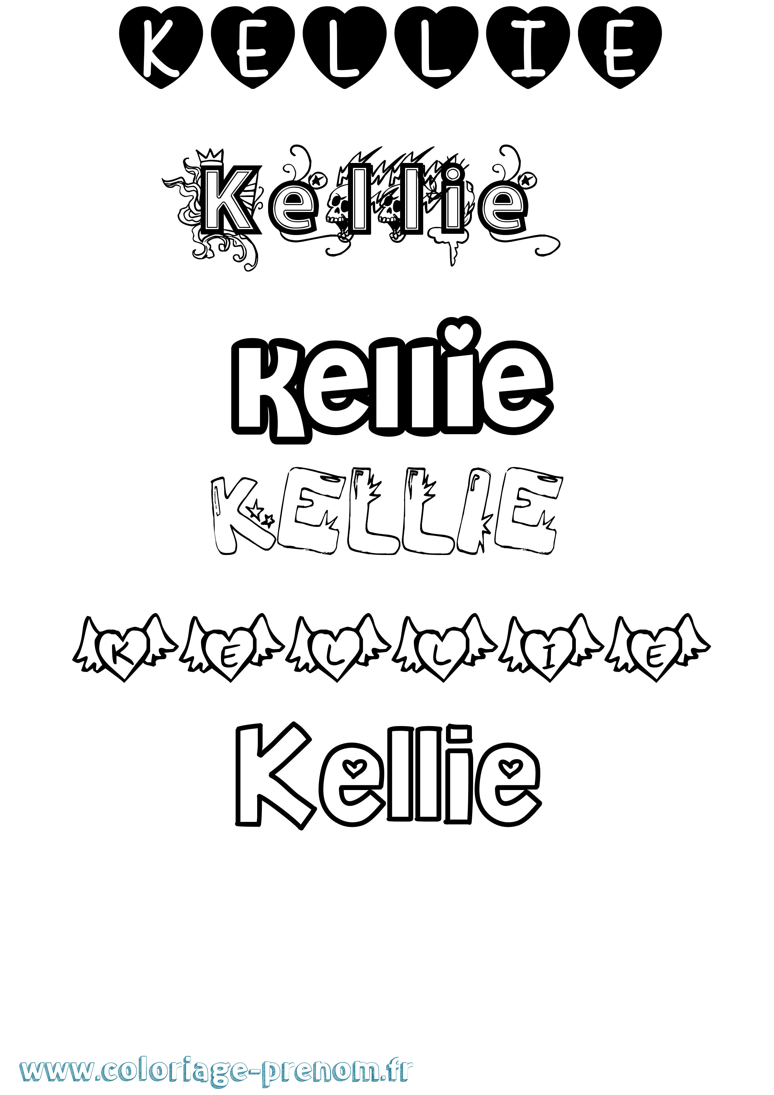 Coloriage Kellie Girly Coloriage prénom Kellie Girly