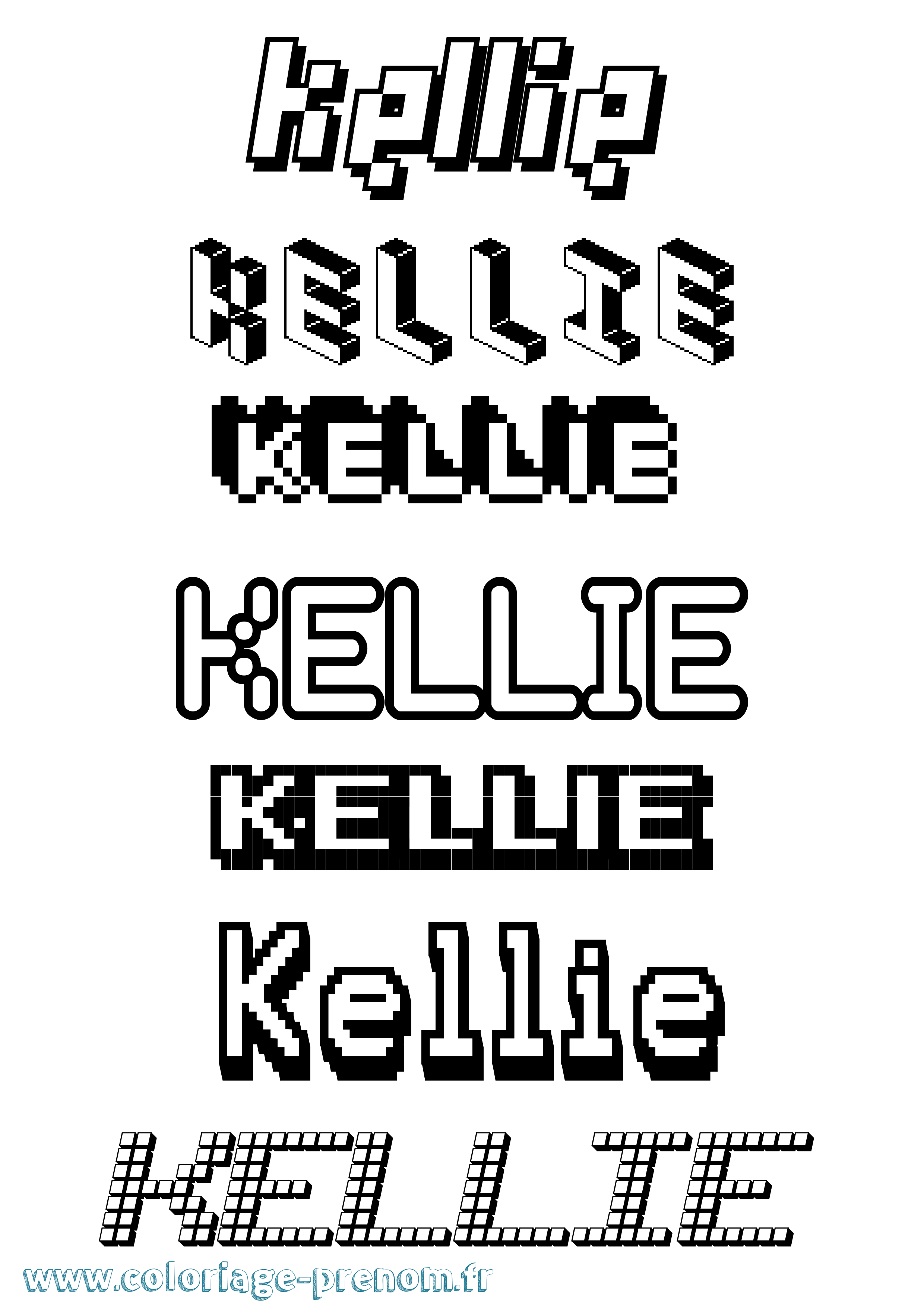 Coloriage Kellie Pixel Coloriage prénom Kellie Pixel