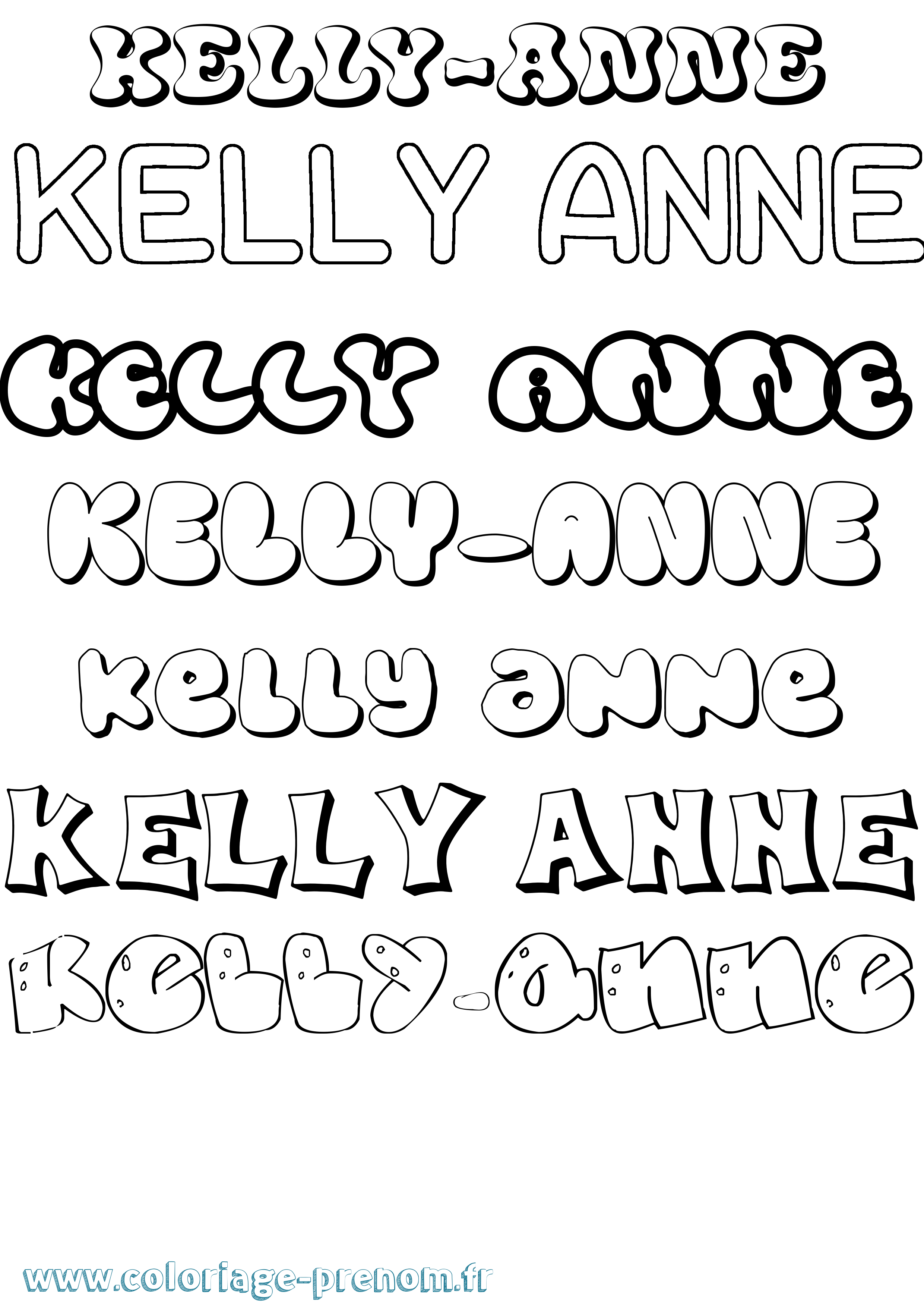 Coloriage Kelly-Anne Bubble Coloriage prénom Kelly-Anne Bubble