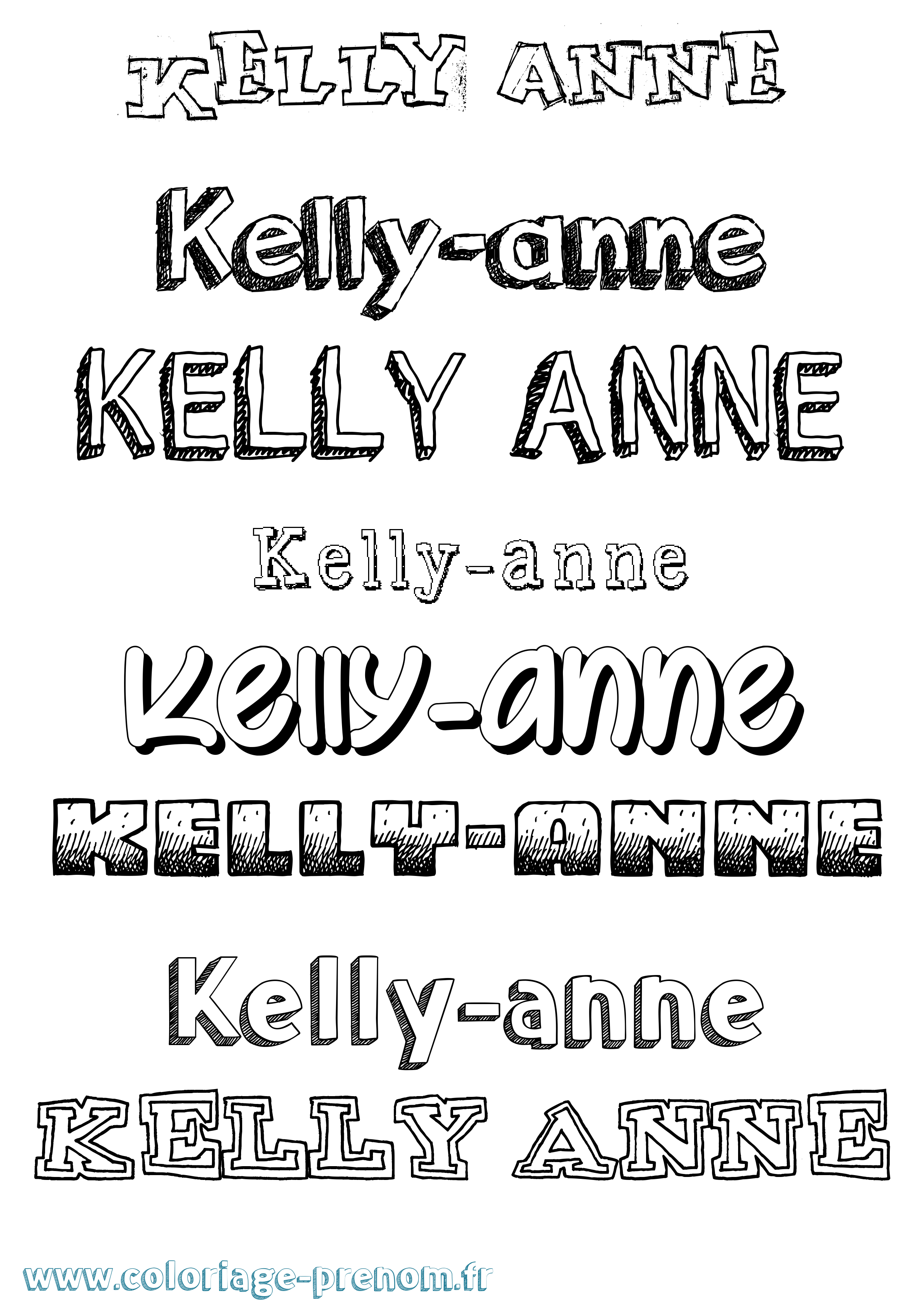 Coloriage Kelly-Anne Dessiné Coloriage prénom Kelly-Anne Dessiné