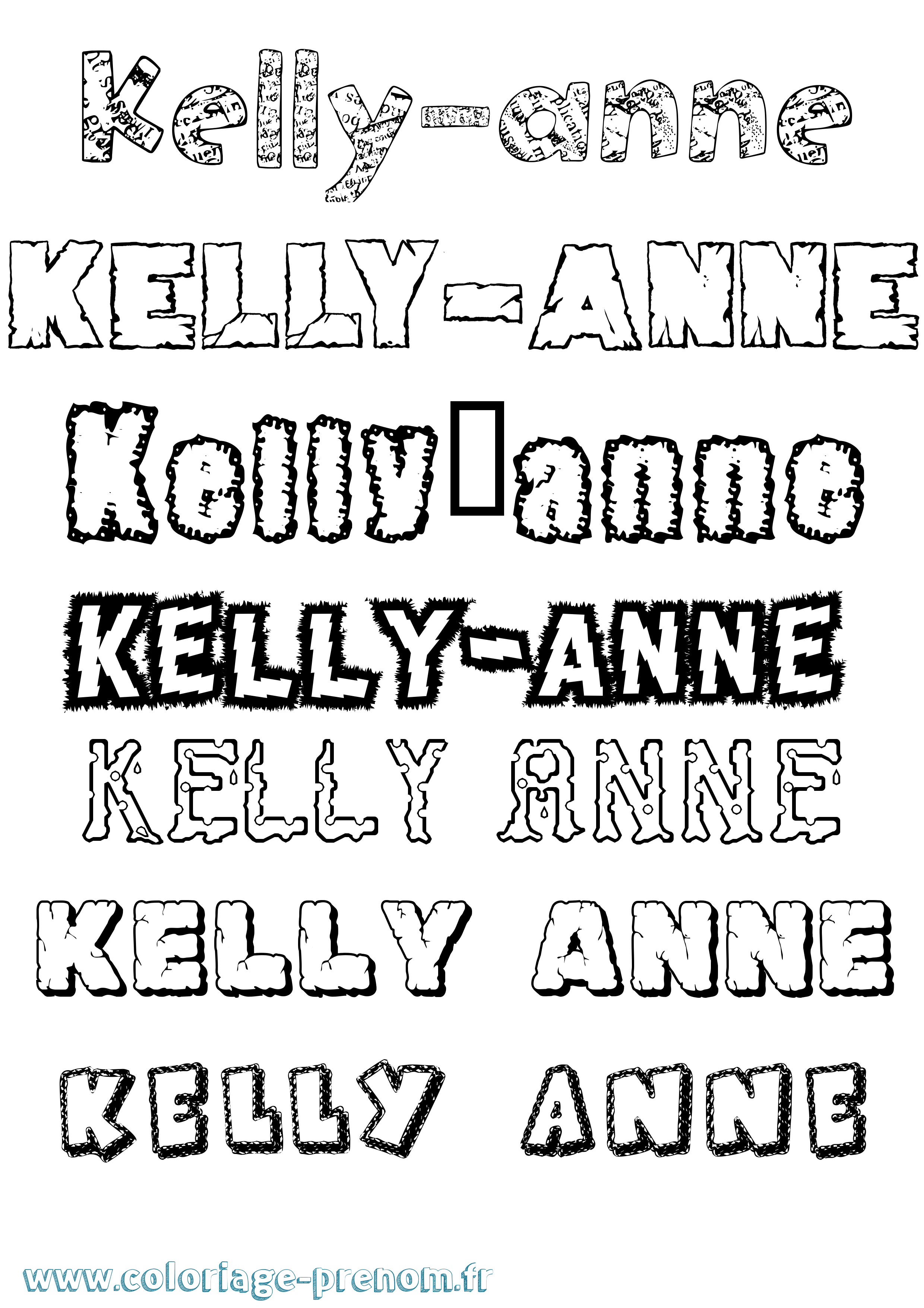 Coloriage Kelly-Anne Destructuré Coloriage prénom Kelly-Anne Destructuré