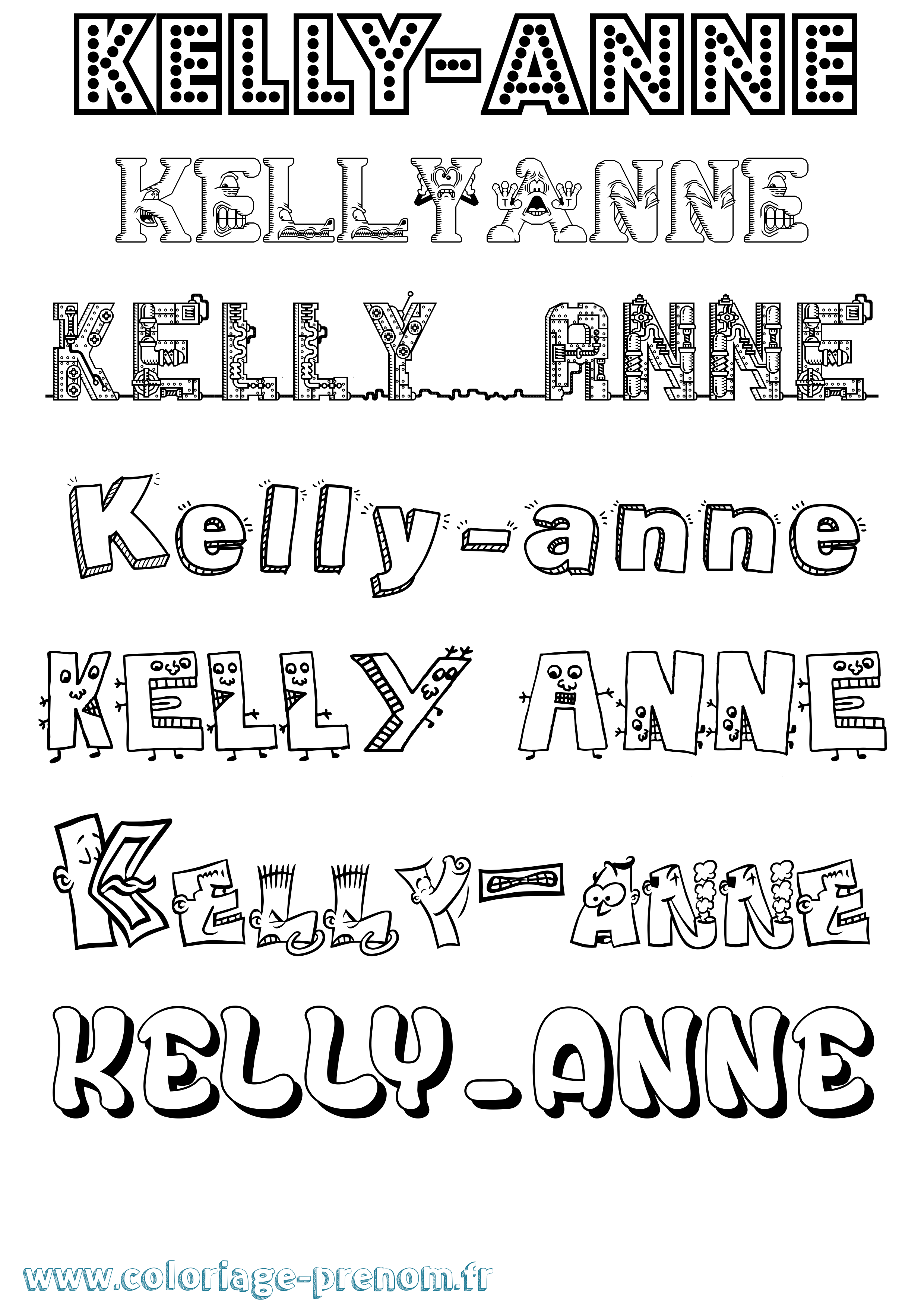 Coloriage Kelly-Anne Fun Coloriage prénom Kelly-Anne Fun