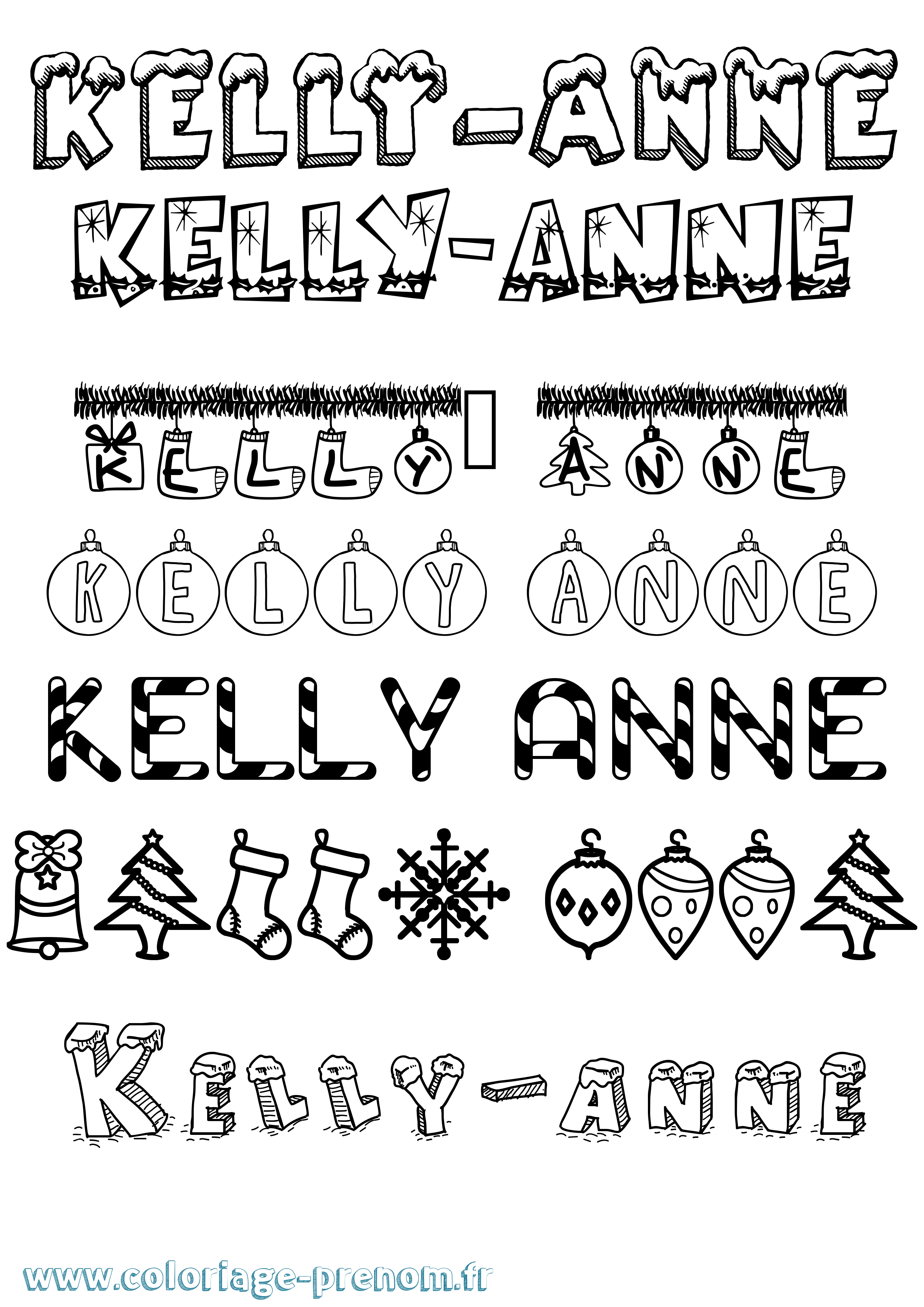 Coloriage Kelly-Anne Noël Coloriage prénom Kelly-Anne Noël