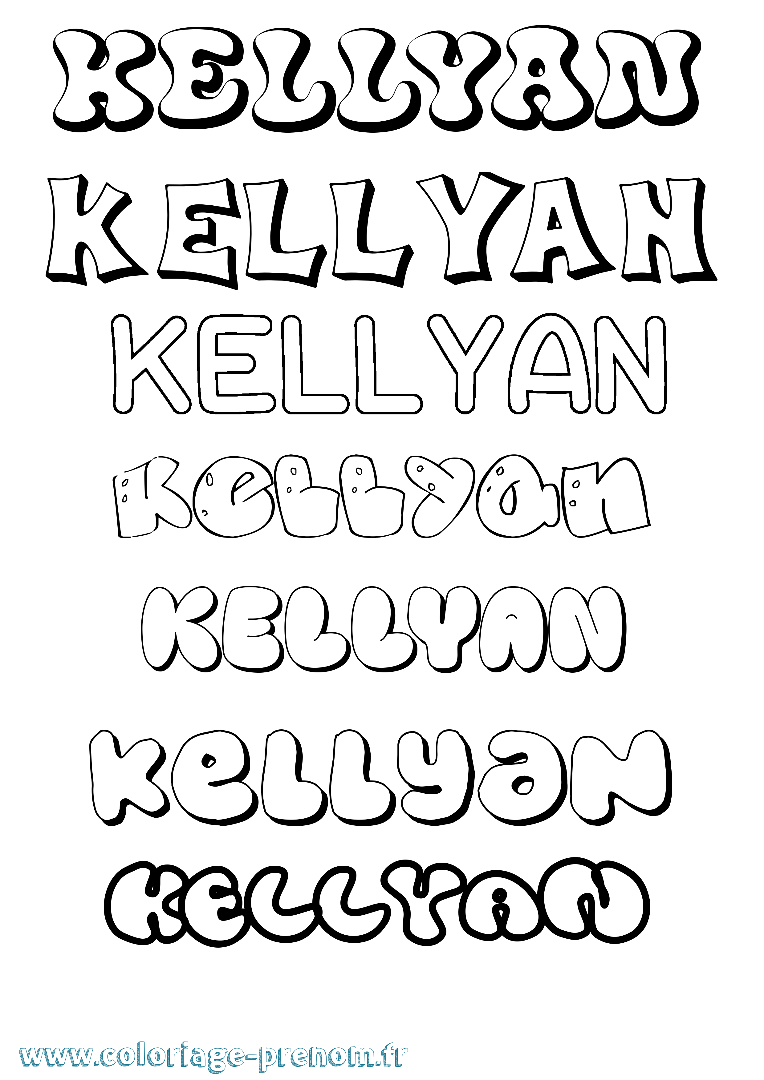 Coloriage Kellyan Bubble Coloriage prénom Kellyan Bubble