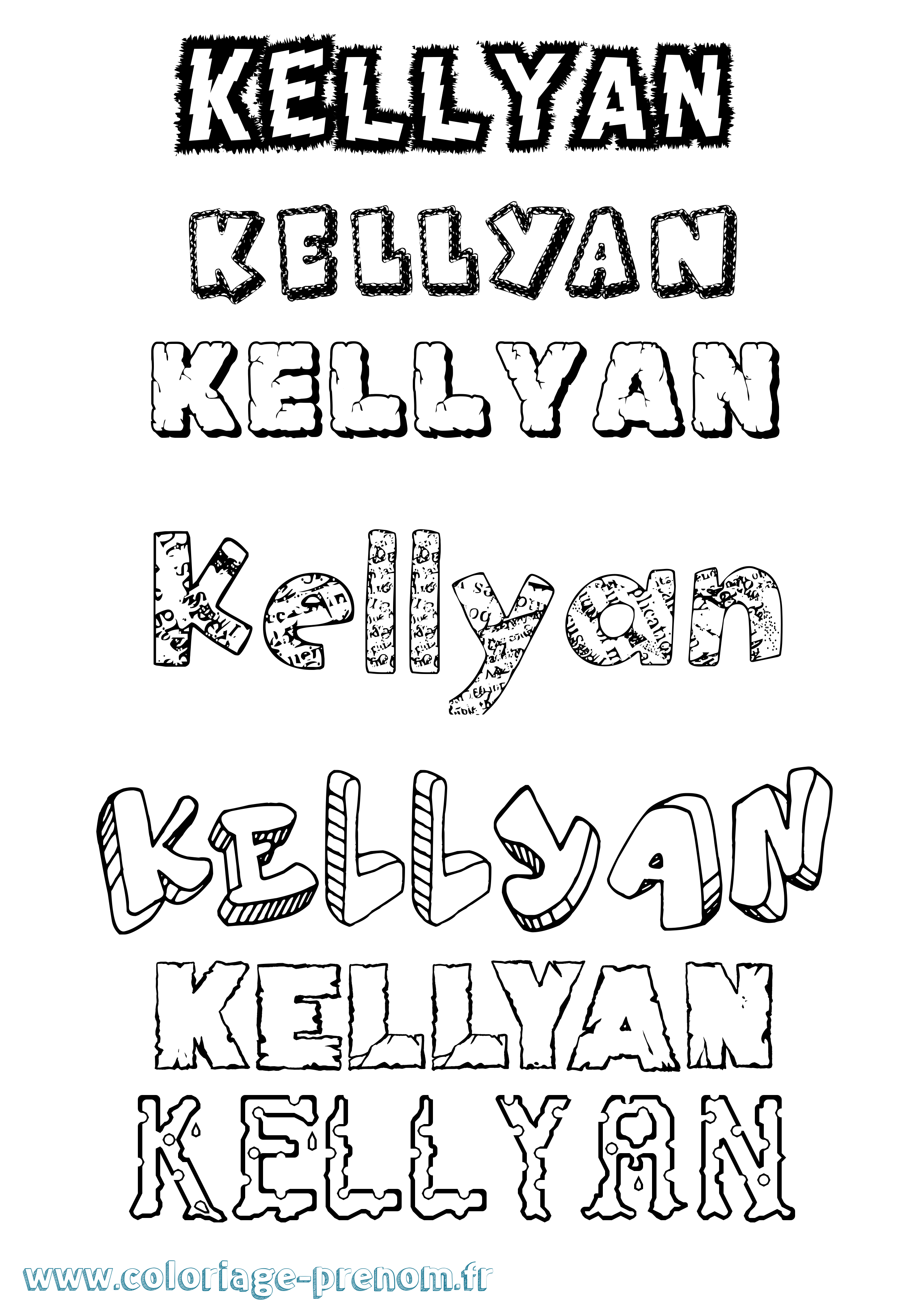 Coloriage Kellyan Destructuré Coloriage prénom Kellyan Destructuré