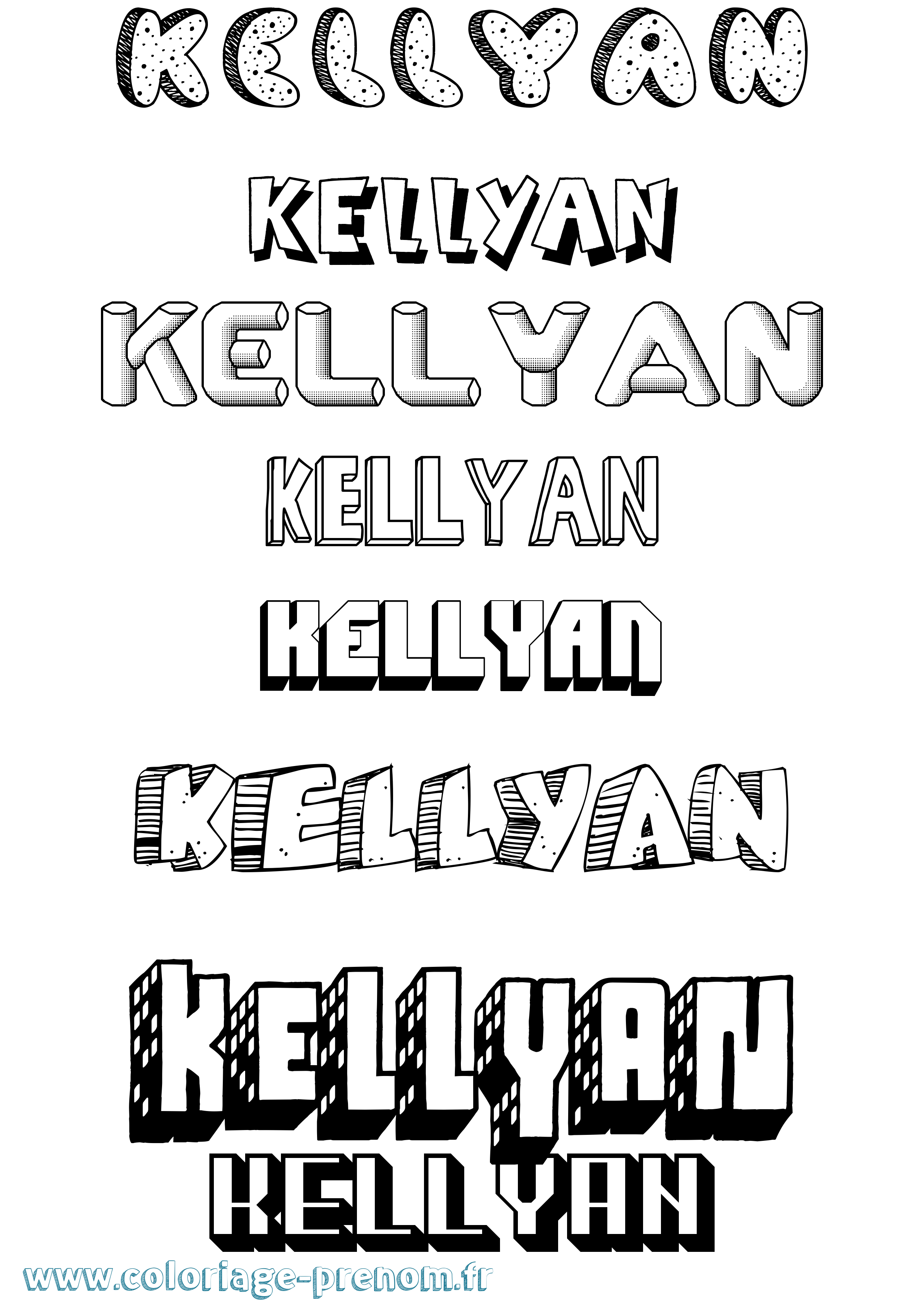 Coloriage Kellyan Effet 3D Coloriage prénom Kellyan Effet 3D