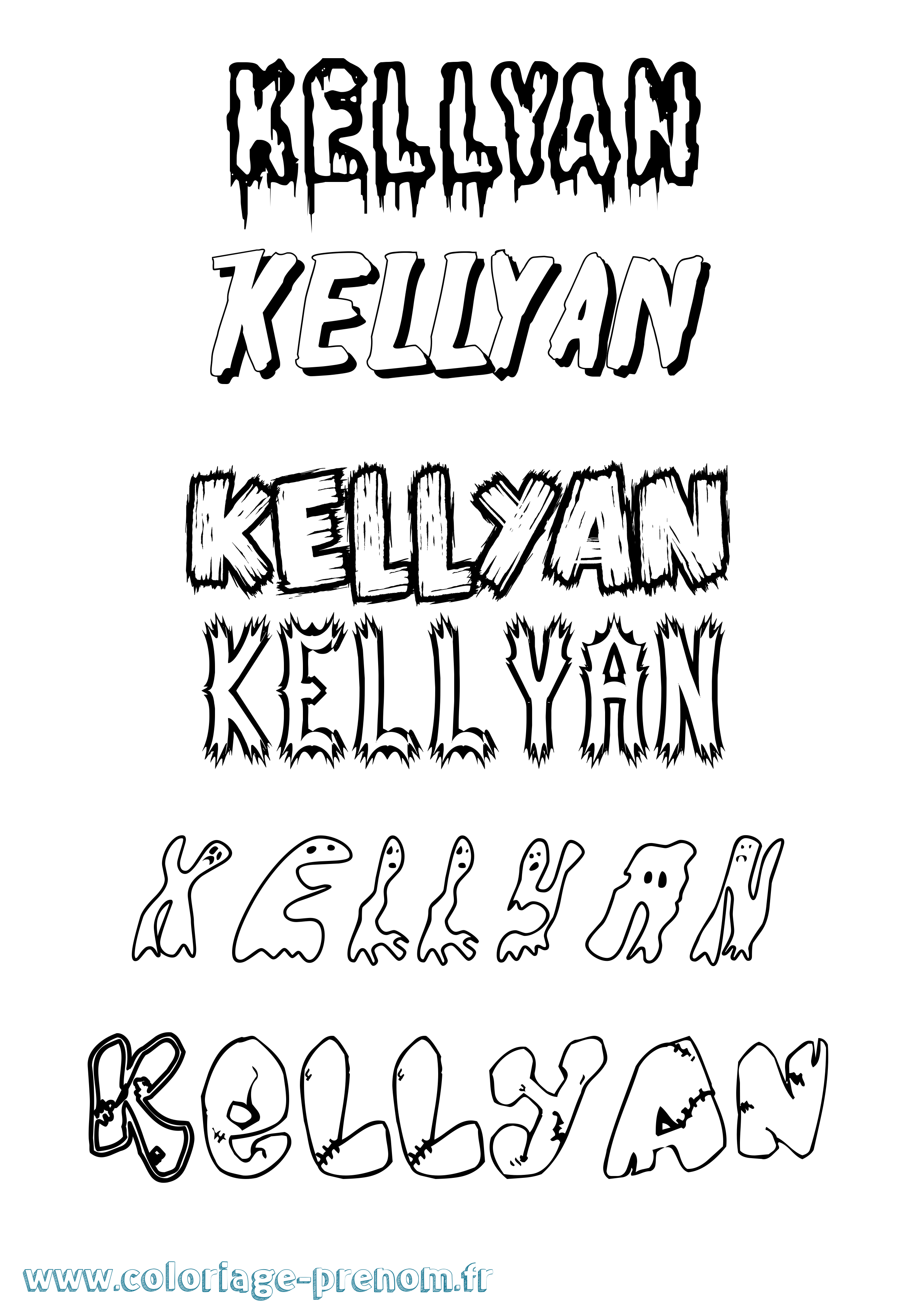 Coloriage Kellyan Frisson Coloriage prénom Kellyan Frisson